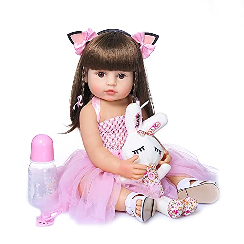 22 Inch Realistic Silicone Reborn Baby Doll - Lifelike Full Body Soft Newborn Baby Girl Toddler Size - Waterproof & Durable - Perfect for Collectors, Gift Giving, Nursery Decor & Playtime