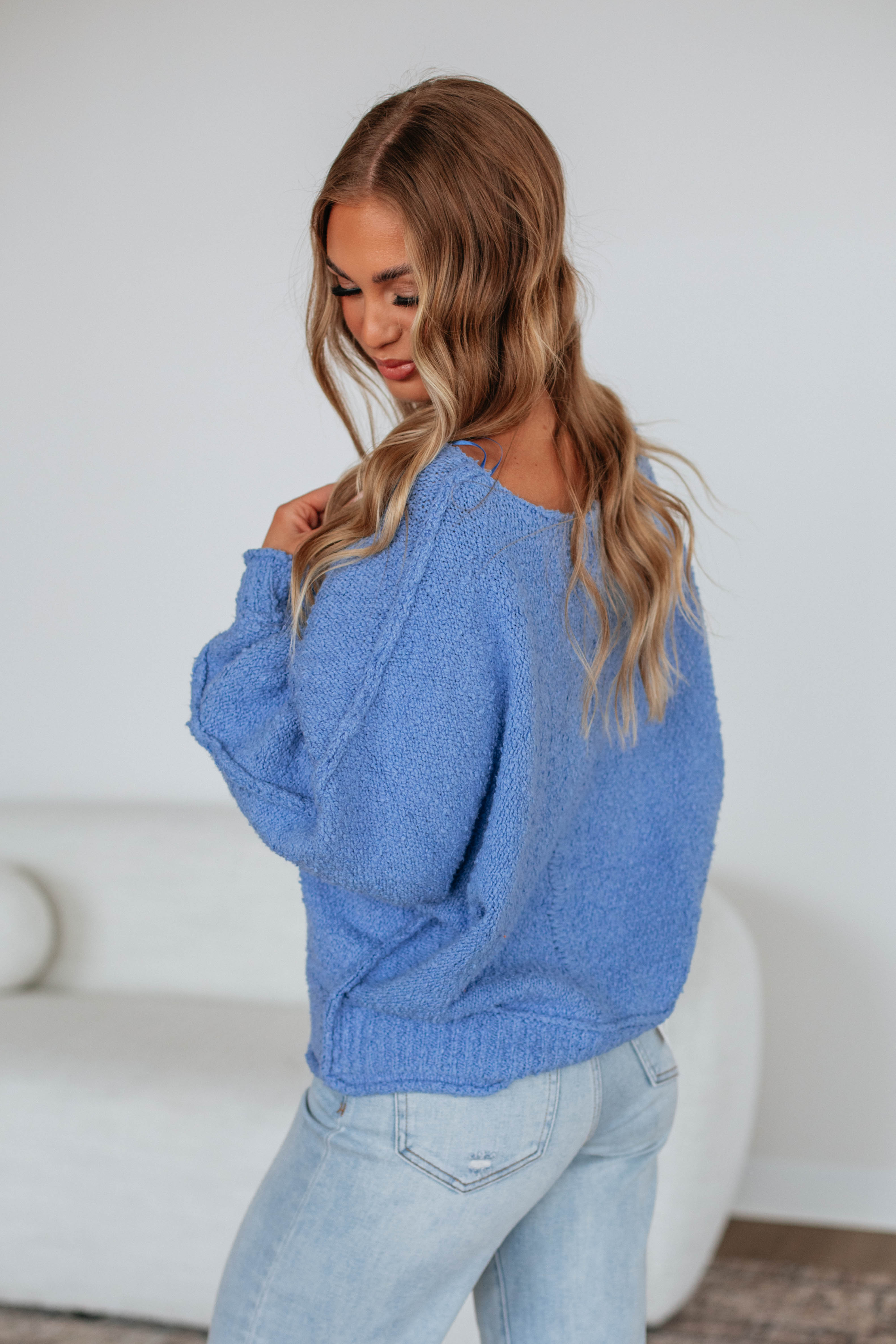 Haven Sweater Women's Cornflower Blue Knit Pullover - Cozy Casual Wear for Fall & Winter | Perfect for Office, Travel & Relaxing at Home