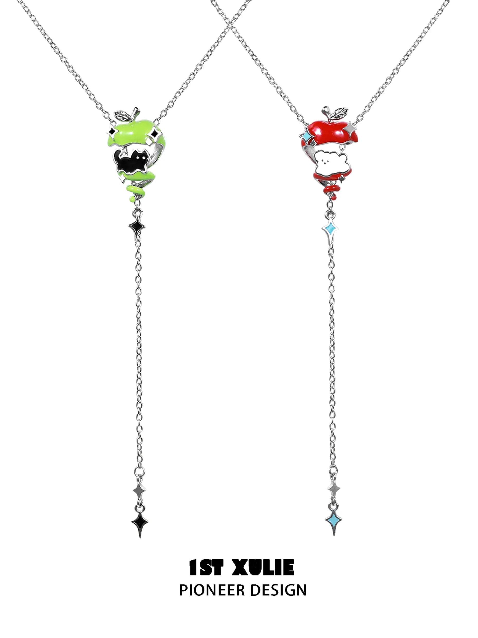 18k Platinum Plated Cyclone Apple Necklace for Cats & Dogs - Cute Pet Jewelry for Special Occasions & Photo Shoots