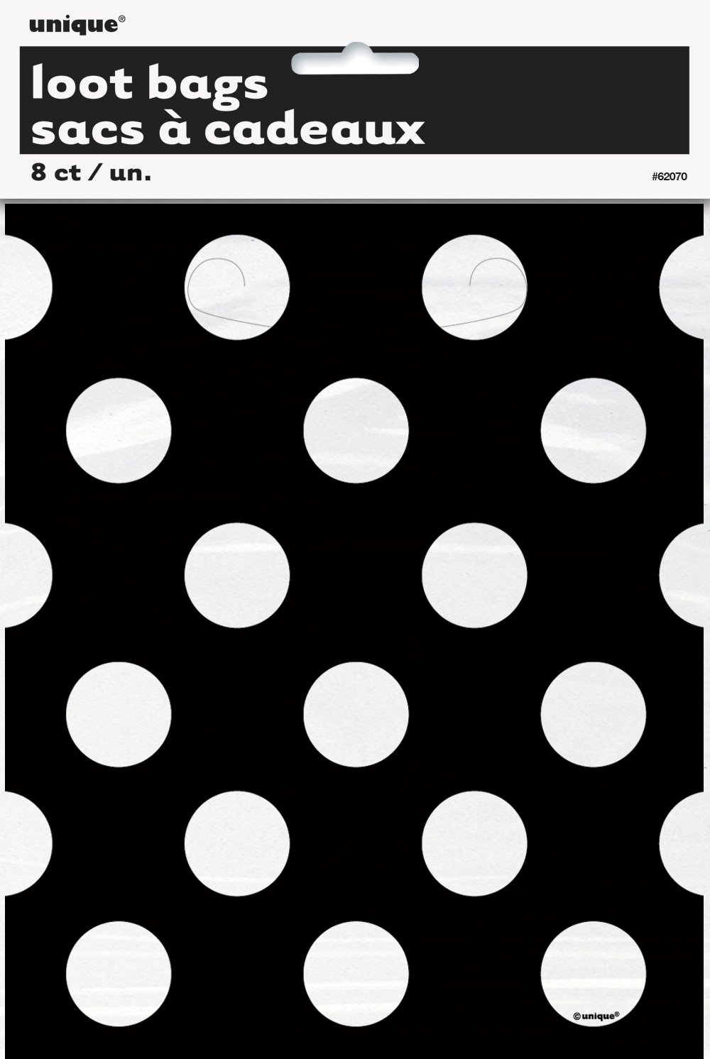 Black Polka Dot Party Favor Bags - 8 Pack | Bulk Goodie Bags for Birthday Parties, Baby Showers & Wedding Favors