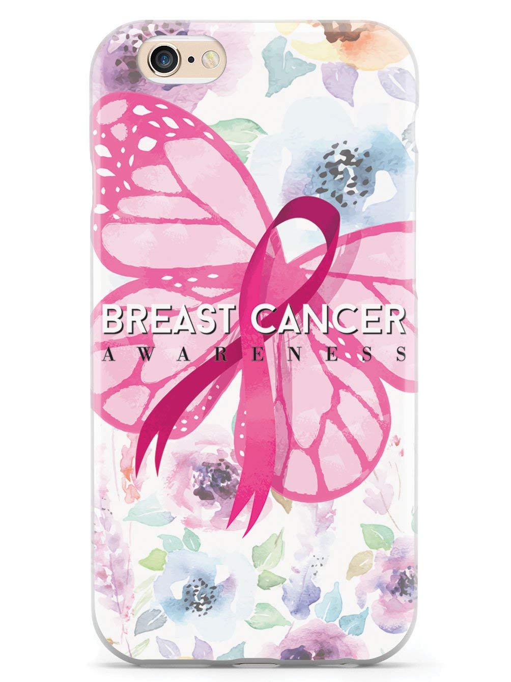 Inspired Cases - iPhone 6 Plus/6s Plus Case with 3D Textured Design - Pink Ribbon Butterfly Protective Cover for Breast Cancer Awareness - Perfect Gift for Women & Daily Use
