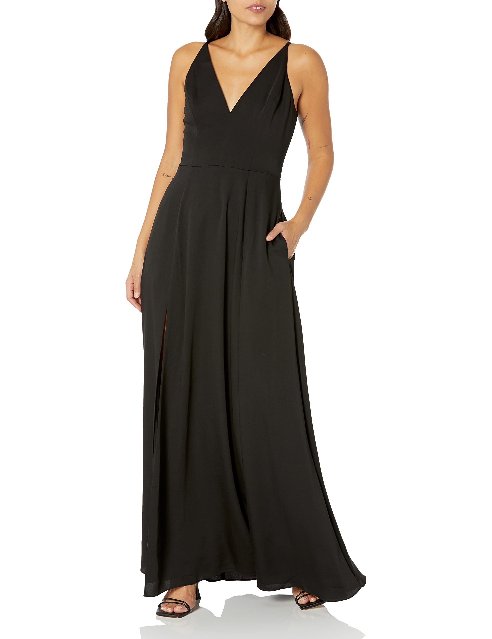 Dress the Population Women's Parker Fit and Flare Maxi Dress - Elegant Formal & Wedding Guest Dress for Special Occasions