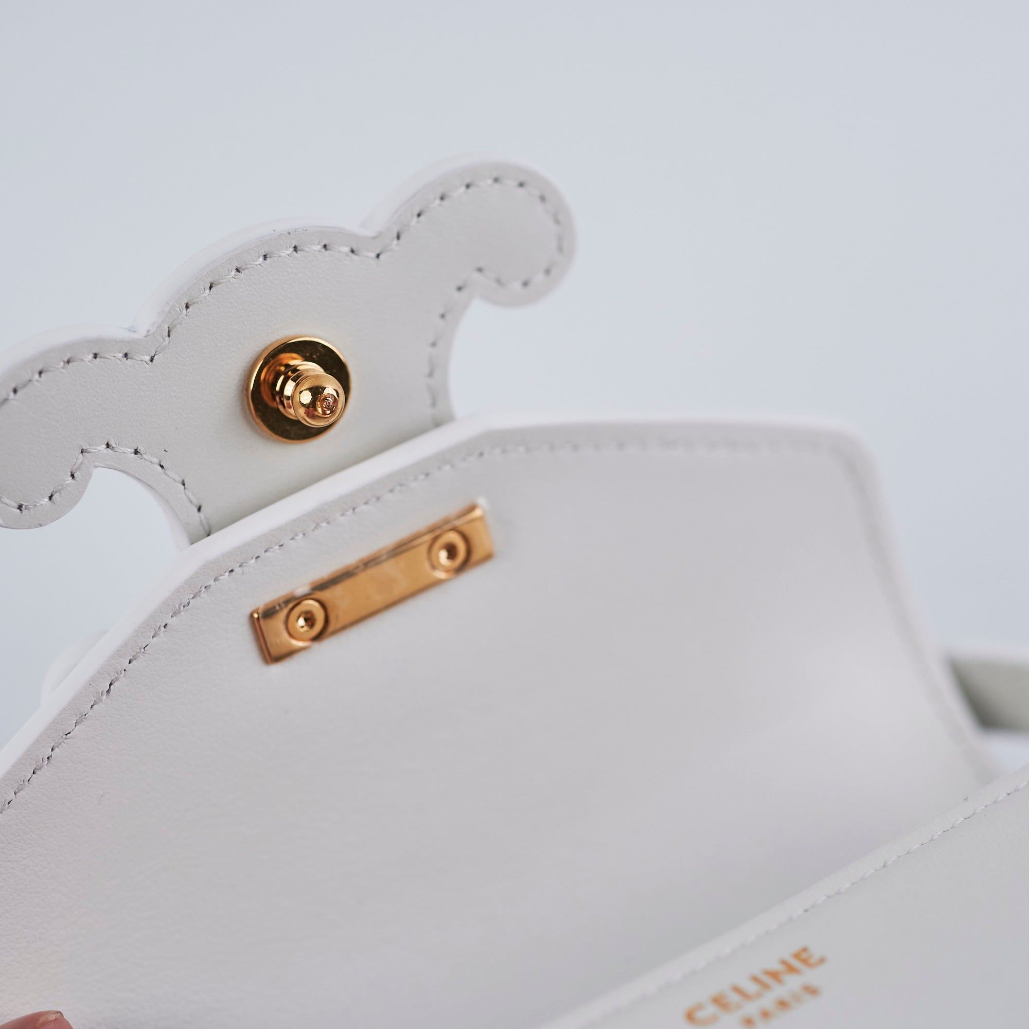 Celine Cuir Mini Triomphe White Leather Crossbody Bag for Women | Luxury Designer Handbag for Everyday Use, Date Night & Travel
