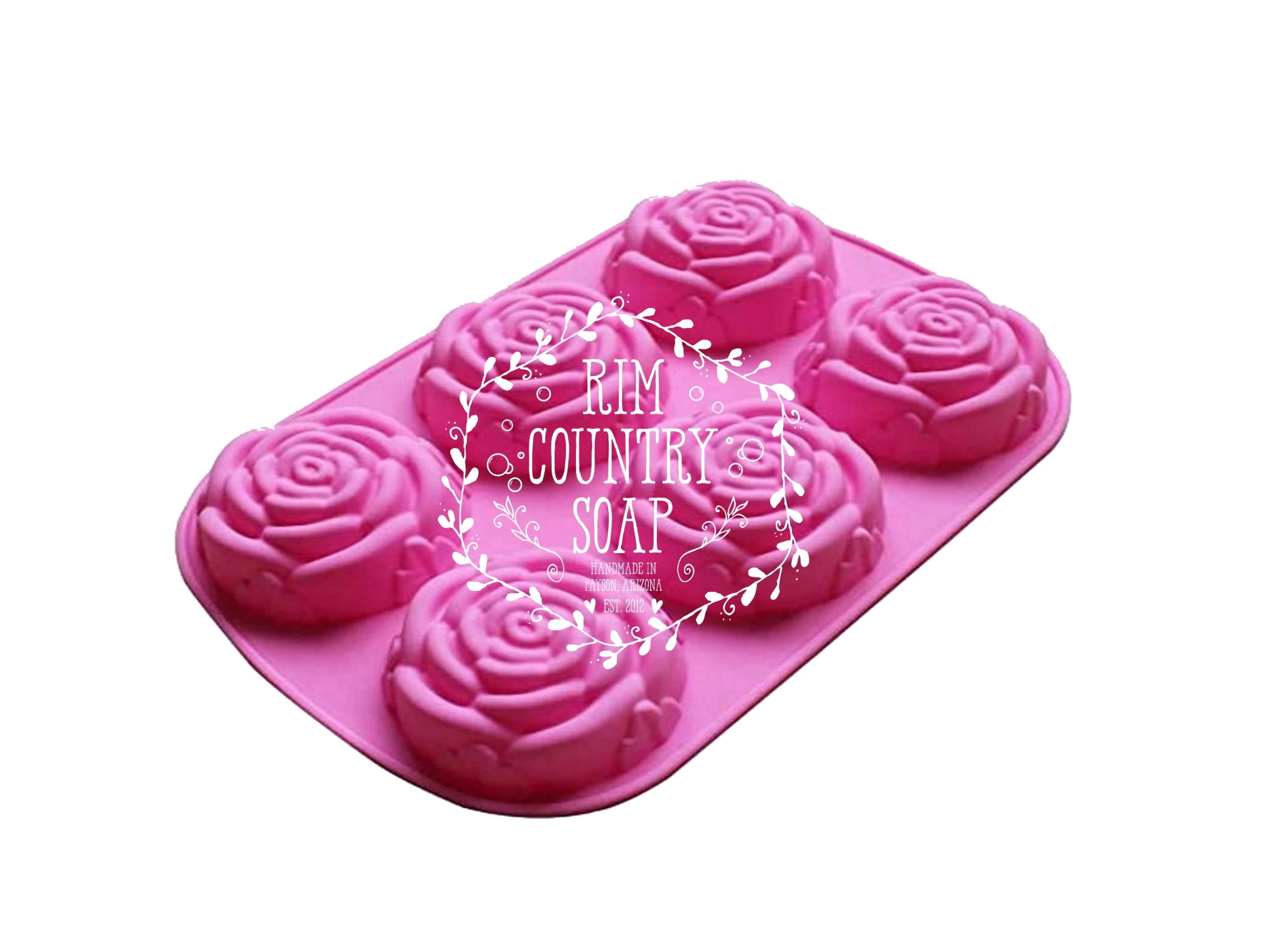 Cherion 6-Cavity Silicone Rose Flower Mold for DIY Soap Making, Candle & Cake Decorating - Perfect for Handmade Gifts, Wedding Favors & Home Crafts
