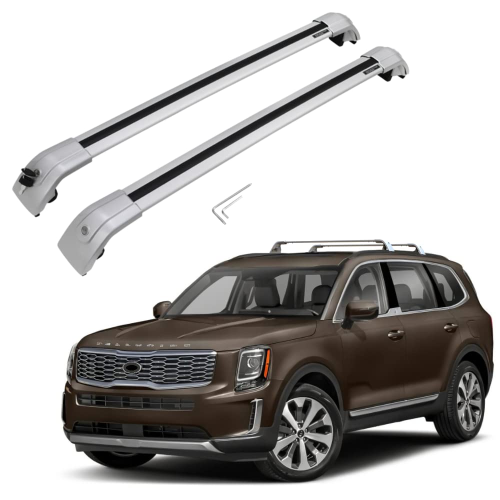 Roof Rack Cross Bars for Kia Telluride 2019-2022 | Heavy Duty Cargo Carrier for Kayak, Canoe, Bike & Luggage | Perfect for Road Trips & Outdoor Adventures