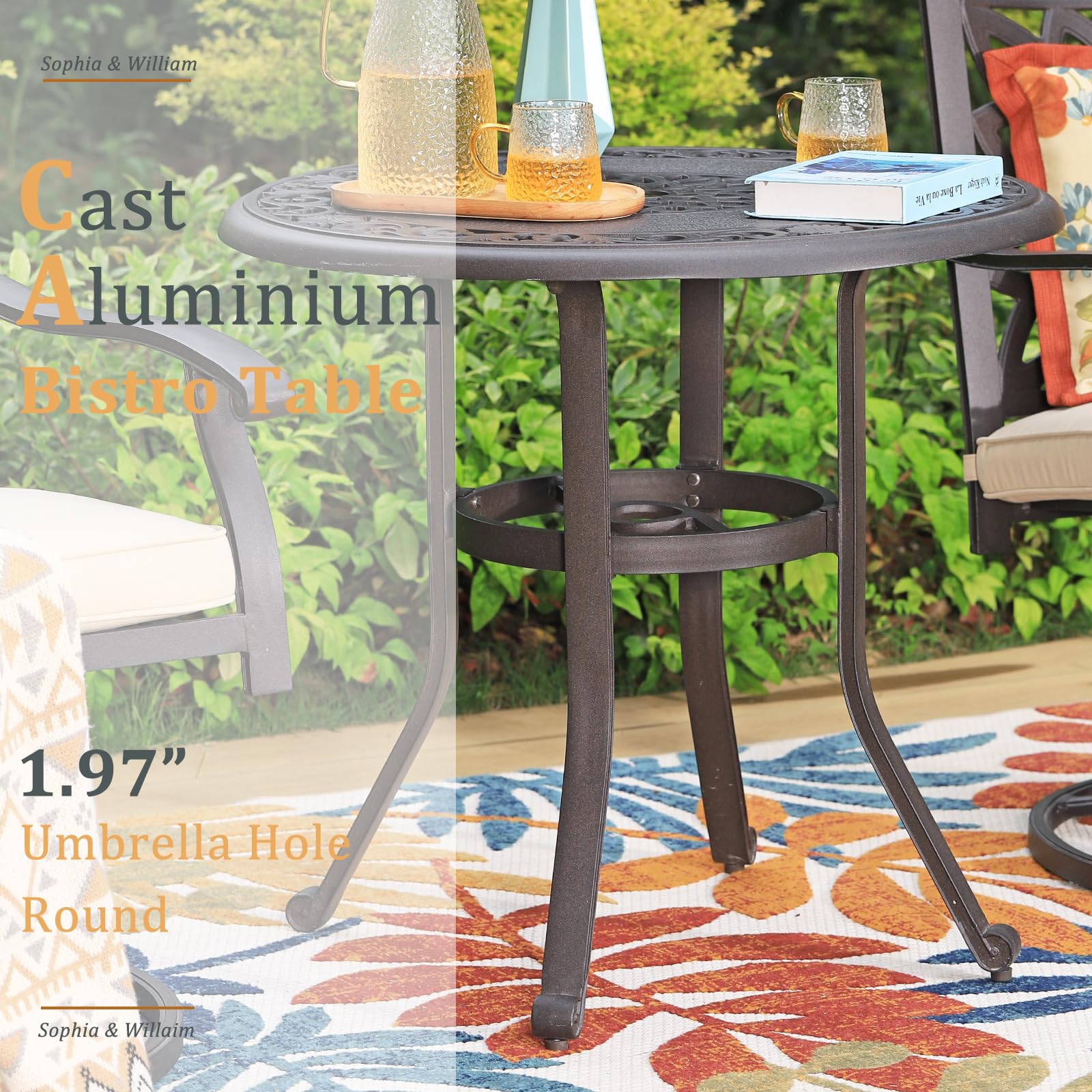 Premium Bronze Cast Aluminum Round Patio Bistro Table - 31.5