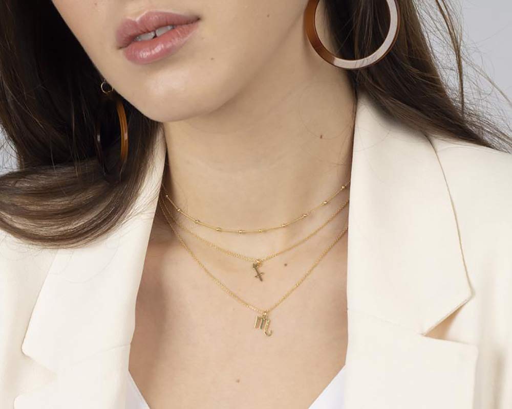 HUASAI 2Pcs Zodiac Necklace for Women - Personalized Horoscope Constellation Pendant Jewelry, Birth Month Astrology Gift for Her (Perfect for Birthday, Anniversary & Special Occasions)