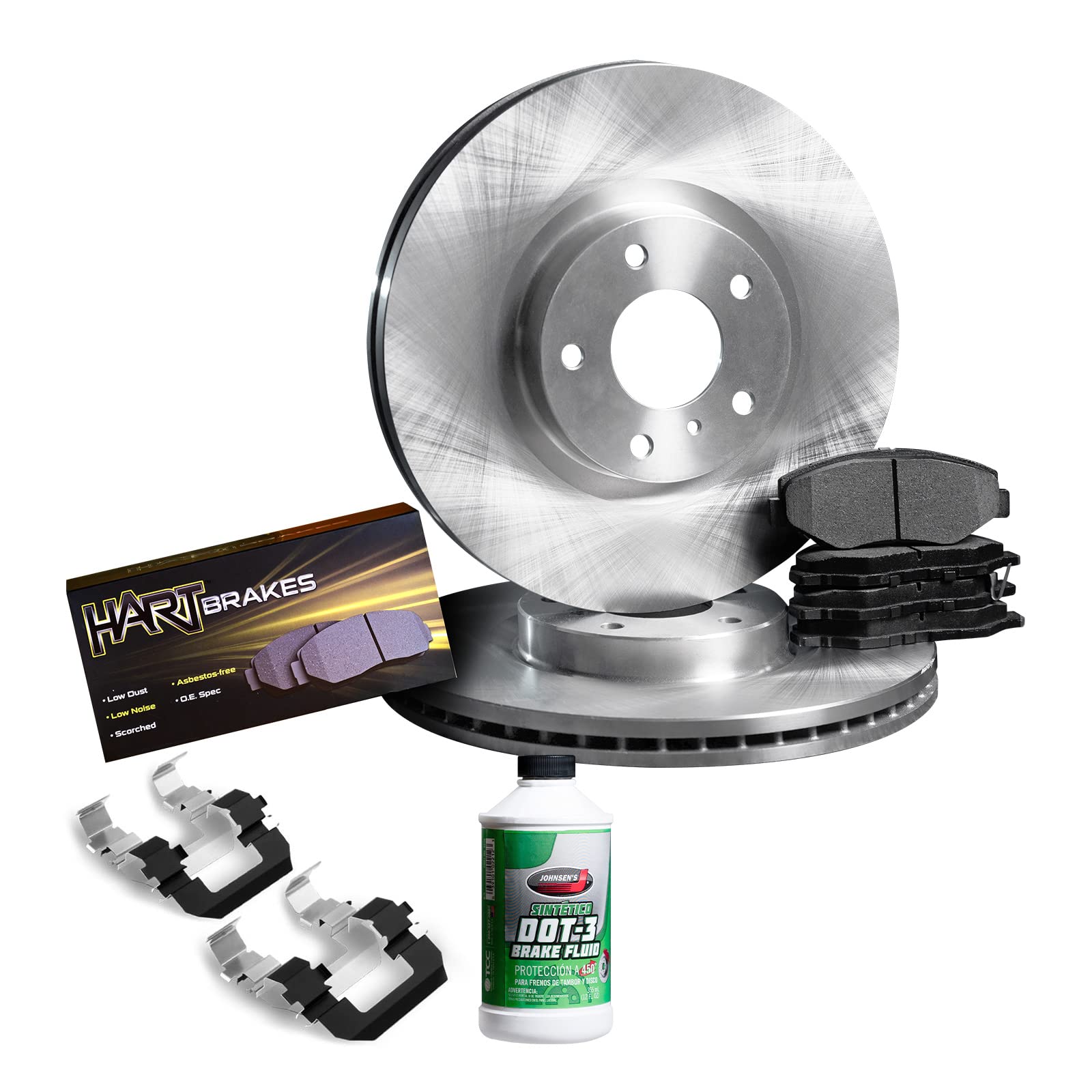 Hart RBB1.73060.43 Rear Brake Pads and Rotors Kit - Semi-Metallic Brake Pads with Hardware Kit | Durable Braking System for Cars, Trucks & SUVs | Perfect for Daily Commuting, Highway Driving & Heavy Loads