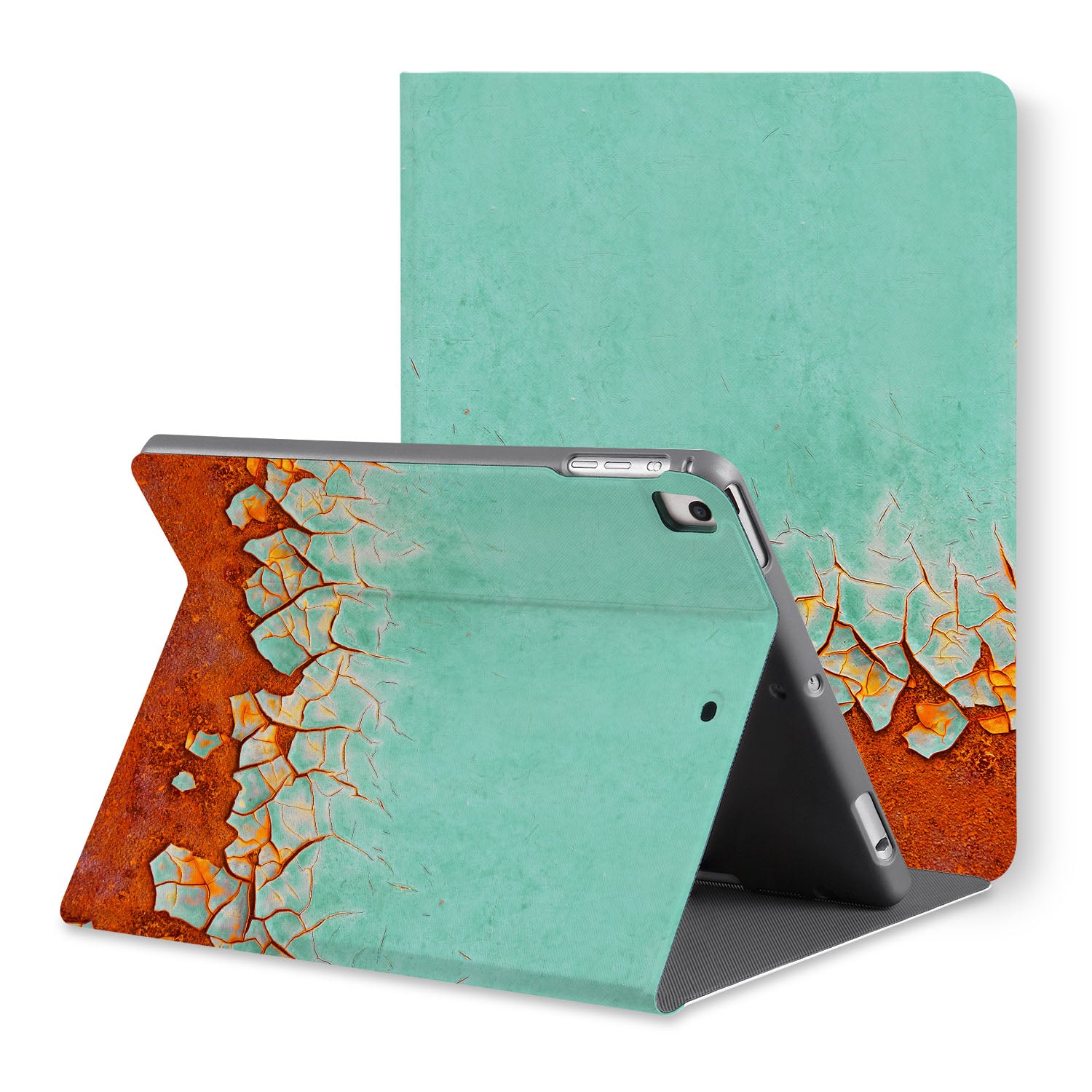 Premium iPad Folio Case with Rusted Metal Finish - Slim Protective Cover for iPad Pro/Air/Mini - Perfect for Work, Travel & Home Use