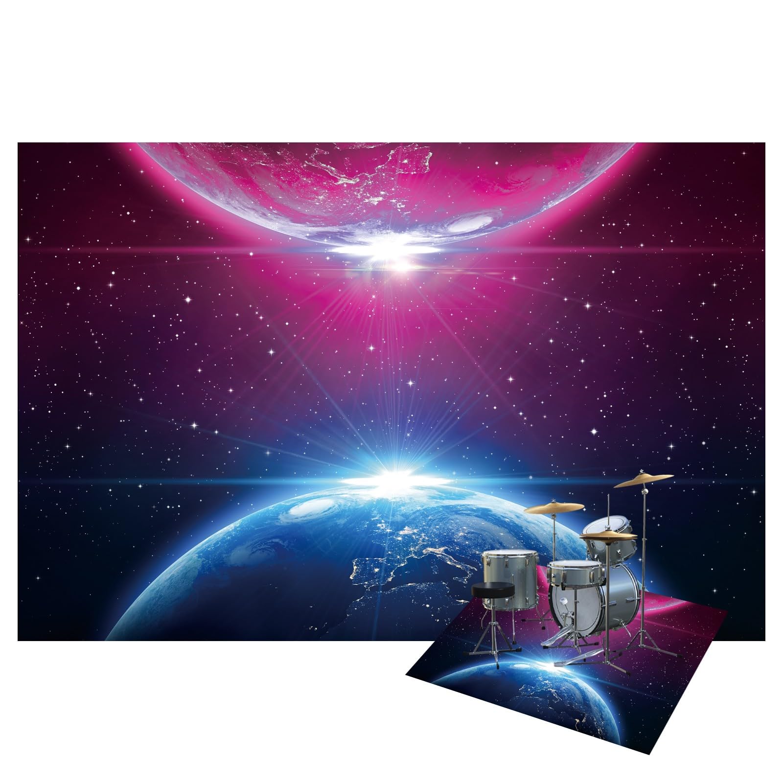 6x6.6Ft Professional Non-Slip Drum Mat with Soundproof Padding - Heavy Duty Drum Rug for Drum Set Accessories, Perfect Gift for Drummers (Ball Design) - Ideal for Home Studios, Live Performances & Drum Practice Sessions
