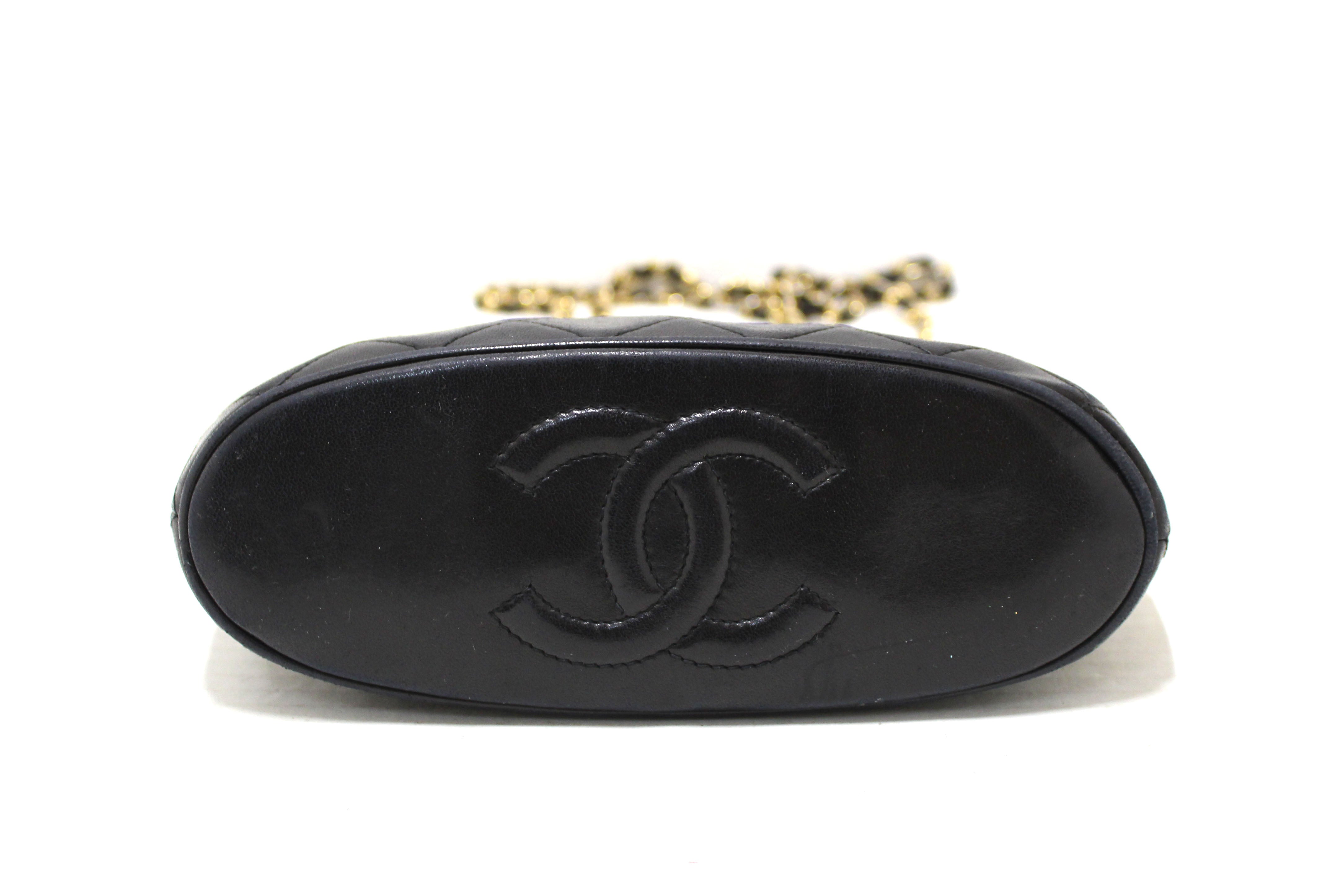 Authentic Vintage Chanel Black Quilted Lambskin Leather Small Tote Chain Shoulder Bag - Luxury Designer Handbag for Women, Perfect for Evening Parties, Date Nights & Special Occasions