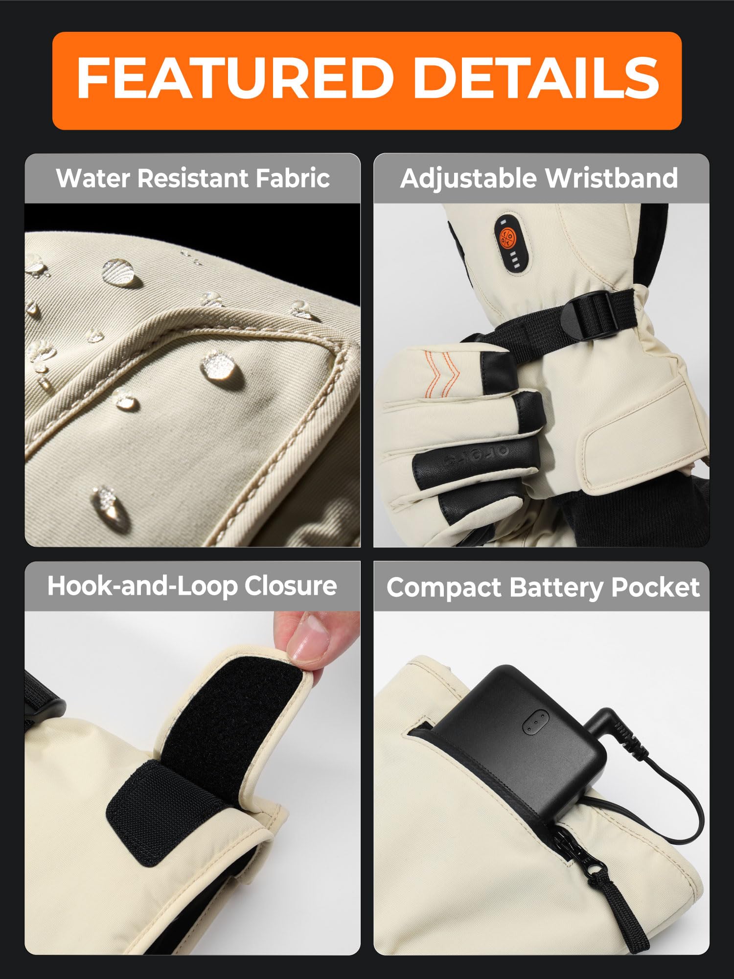 ORORO Rechargeable Heated Gloves for Men & Women - Electric Warming Gloves for Hiking, Skiing, Motorcycle Riding - Perfect for Cold Weather Outdoor Activities