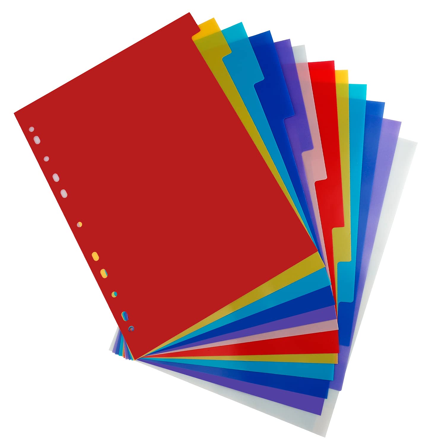 12-Tab 3-Ring Binder Dividers with Plastic Tabs - Multicolor Letter Size (8.2×11.6 Inch) for 2/3/4/11-Ring Binders - Perfect for School, Office Organization & Note-Taking