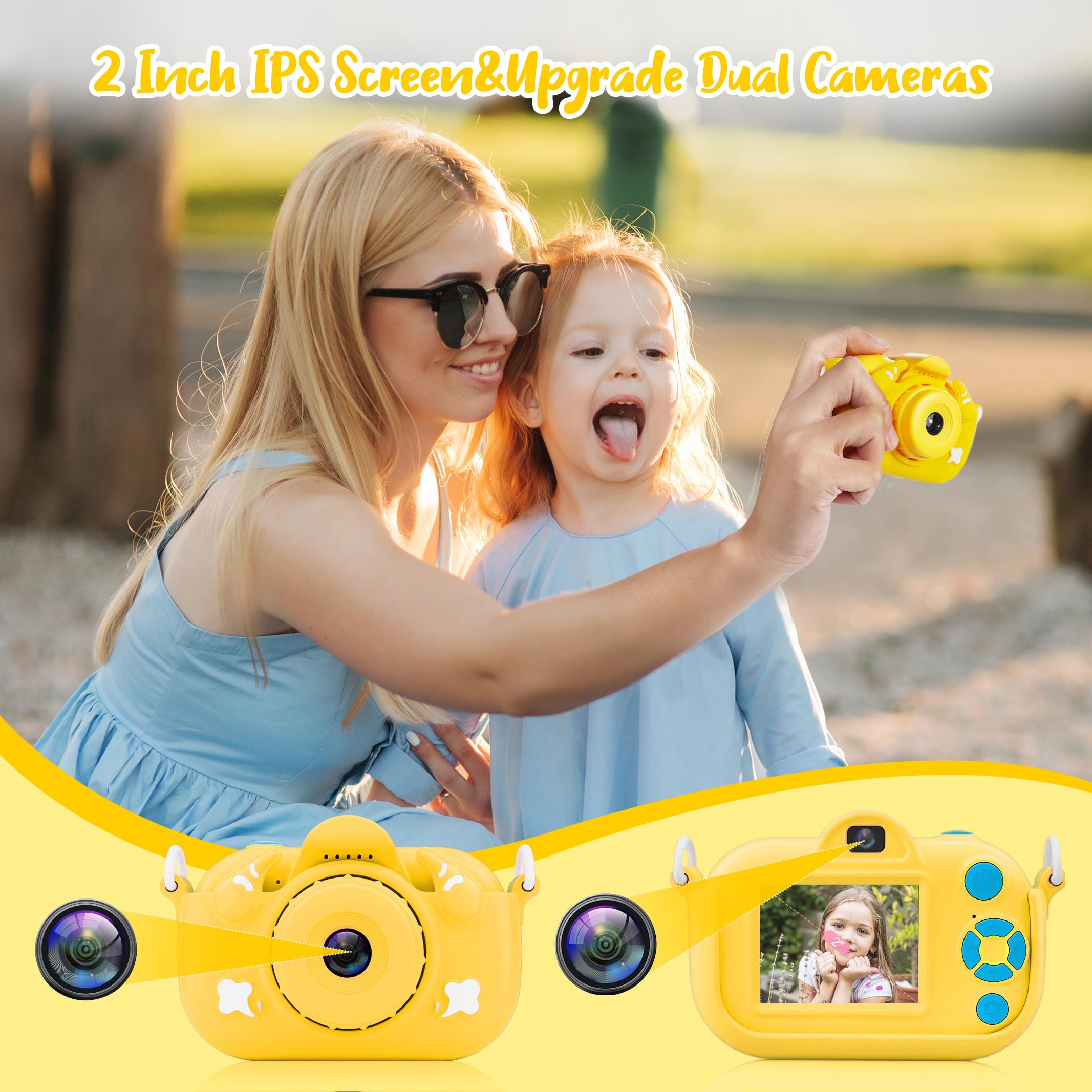 Best Kids Digital Camera Toy for Boys & Girls Ages 3-8 - Dual Lens HD Camera with 32GB SD Card - Perfect Christmas & Birthday Gift for Toddlers - Great for Travel, Outdoor Adventures & Learning Photography