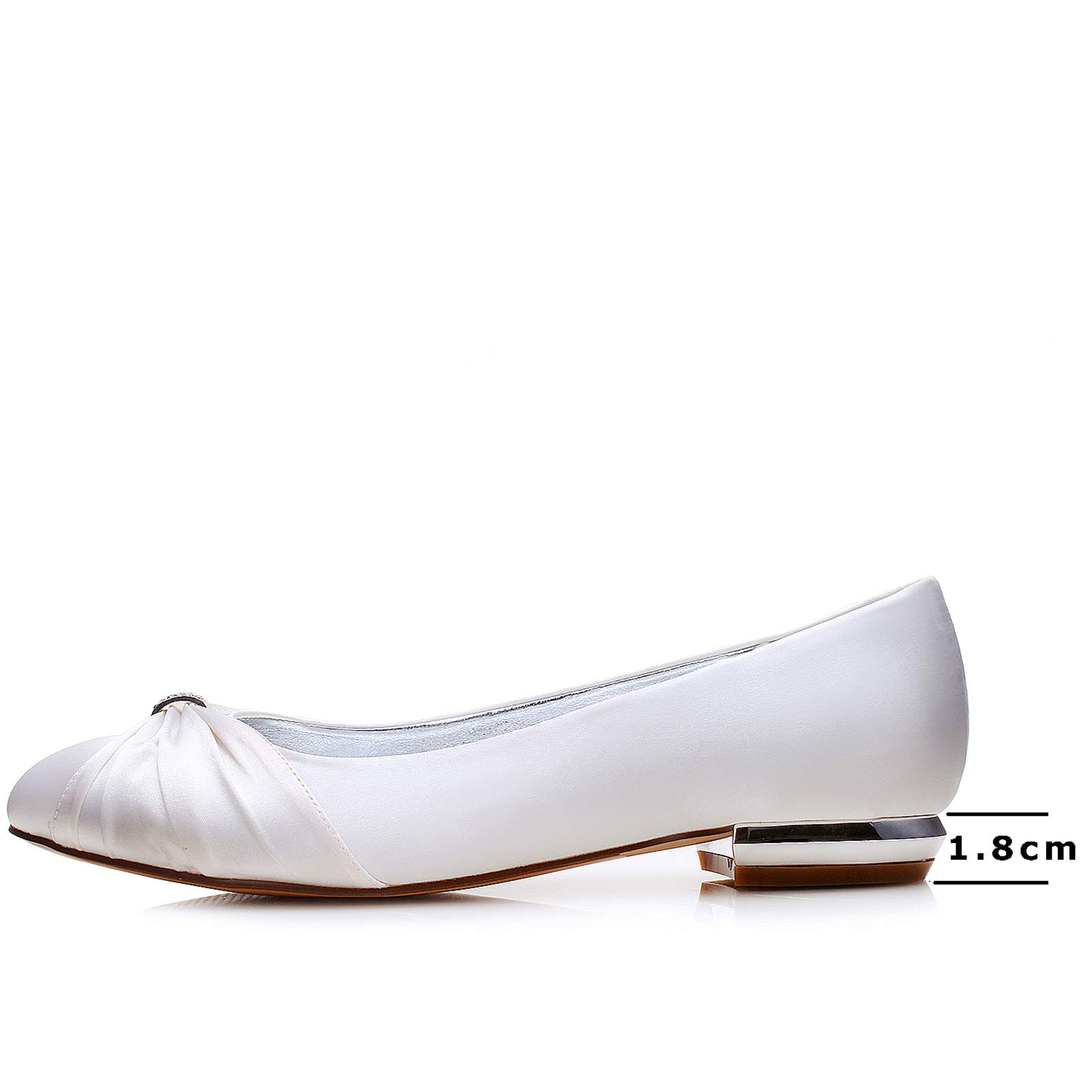 Elegant Women's Satin Bridal Shoes with Rhinestone Bow - Slip On Flat Ballet Wedding Shoes for Bride, Bridesmaid & Formal Occasions