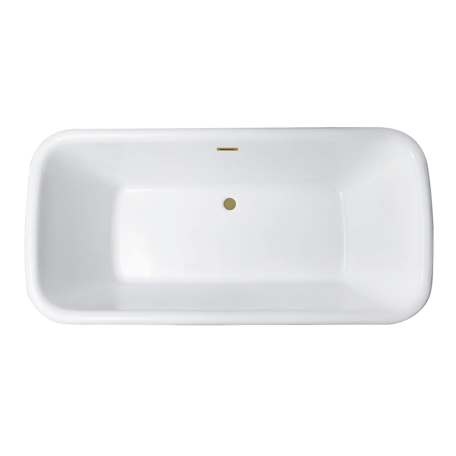 Aqua Eden 71 Inch Acrylic Oval Rectangular Double Ended Pedestal Bathtub - Glossy White with Brushed Brass Trim - Freestanding Soaking Tub for Luxury Bathrooms & Spa Retreats - Includes Drain (No Faucet Drillings)