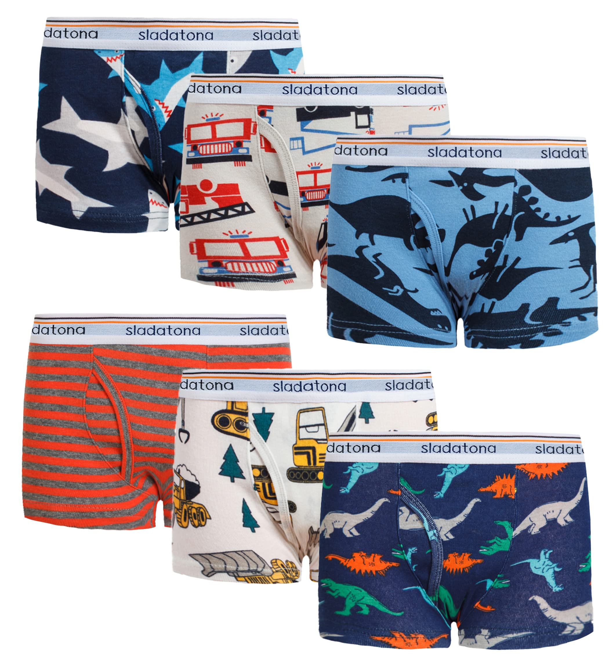 Boys' Cotton Boxer Briefs Underwear - Dinosaur & Shark Print Toddler Underwear for Kids (3/6 Pack) - Soft & Breathable for Playtime, School & Everyday Comfort