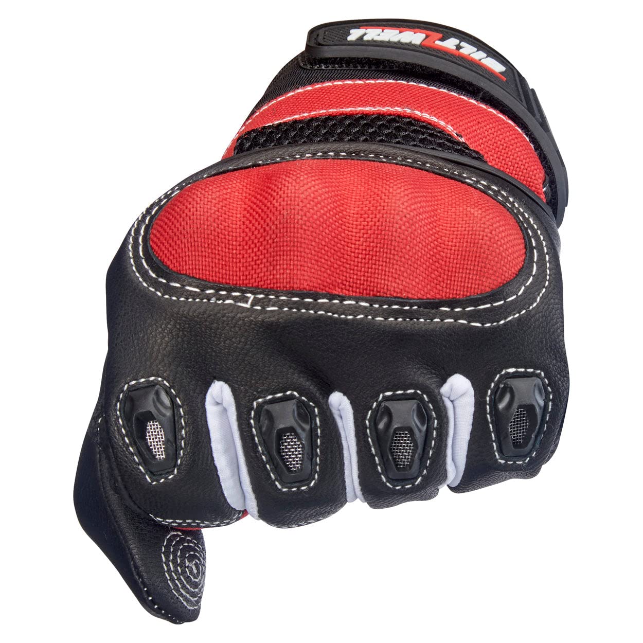 Biltwell Bridgeport CE Certified Motorcycle Gloves with Knuckle Guard & Impact Protection - Red/Black - Finger Vents for Breathability - Ideal for Street Riding & Cruising