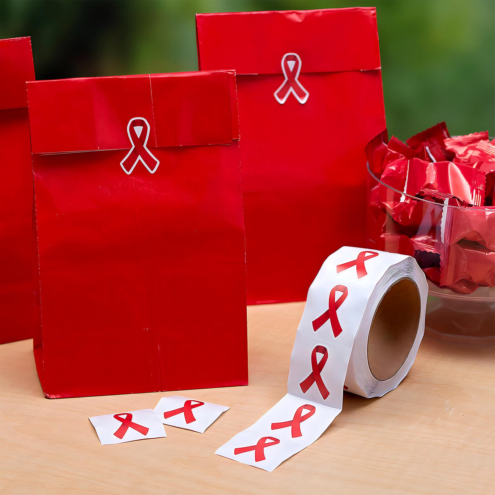 500pcs Red Ribbon Stickers for Drug Awareness Week - Anti-Drug Campaign Supplies, School Events & Community Activities