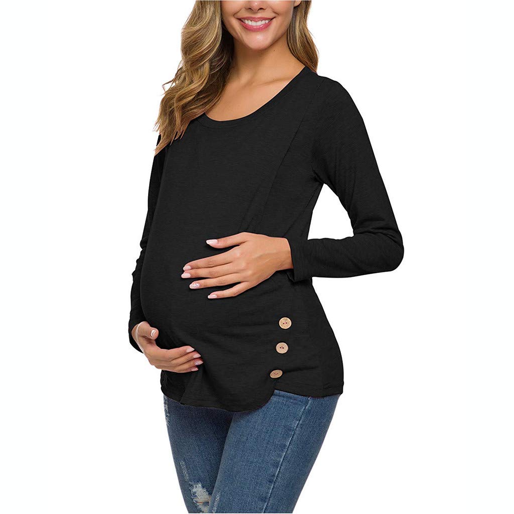 Women's Nursing Maternity Tunic Top - Long Sleeve Button Down Blouse for Breastfeeding Mothers | Comfortable & Stylish for Work, Outings & Everyday Wear