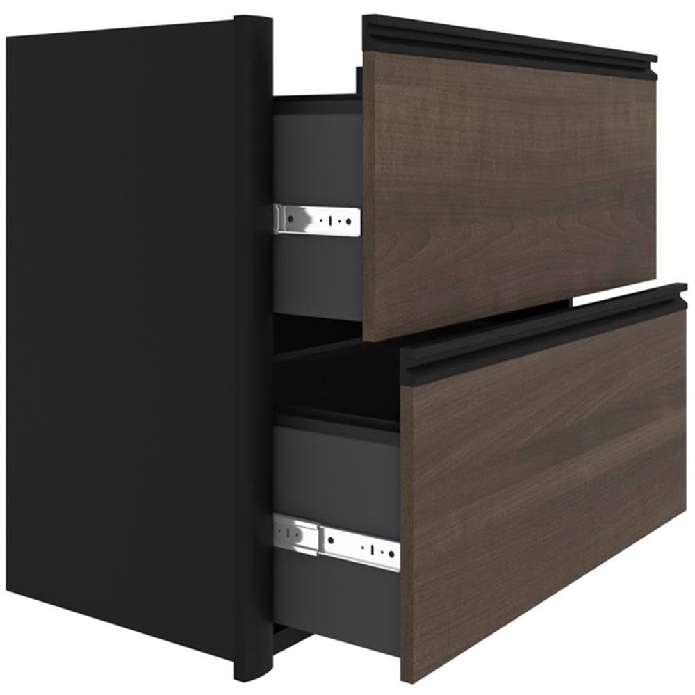 Atlin Designs Modern 5-Piece U-Shaped Wooden Computer Desk in Antigua/Black - Perfect for Home Office, Gaming Setup & Workspace Organization