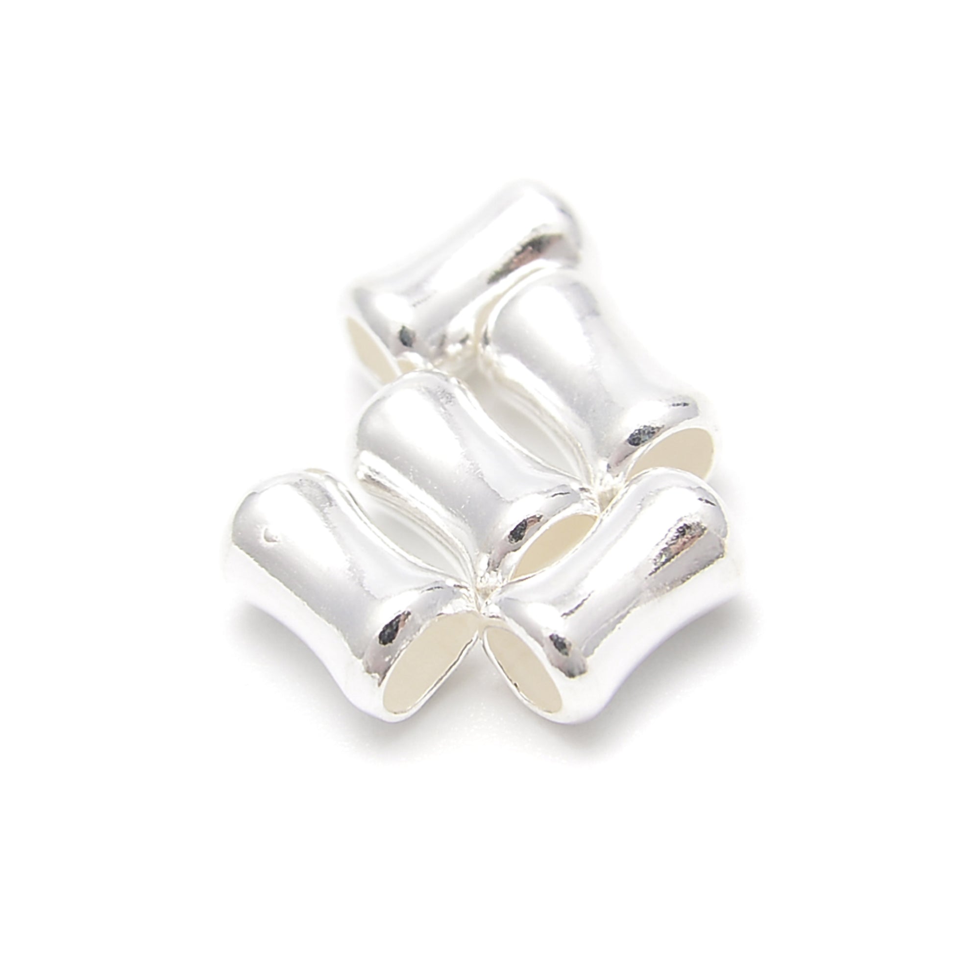 925 Sterling Silver Bamboo Beads 4x6mm - 15pcs per Bag for Jewelry Making, DIY Bracelets, Necklaces & Craft Projects