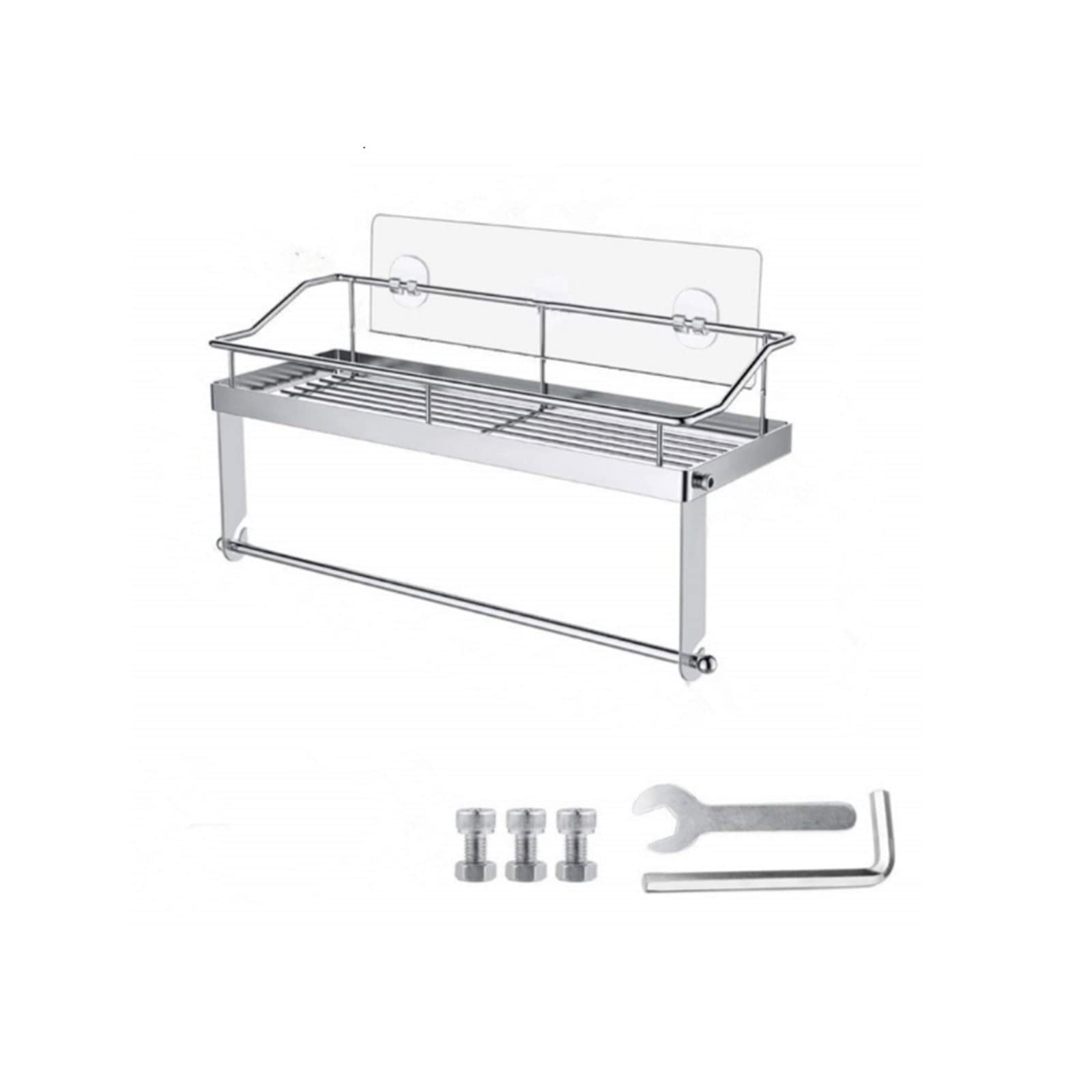 No Drill Adhesive Wall Mounted Paper Towel Holder with Shelf - 2-in-1 Kitchen & Bathroom Storage Organizer Rack for Countertop Space Saving | Perfect for Small Spaces, Apartments, RVs and Dorm Rooms