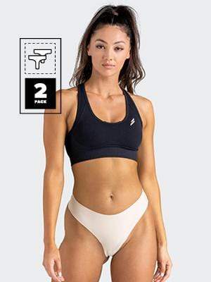 Seamless Thong Underwear for Women - 2 Pack Nude Beige - Comfortable No Show Panties for Everyday Wear & Workout