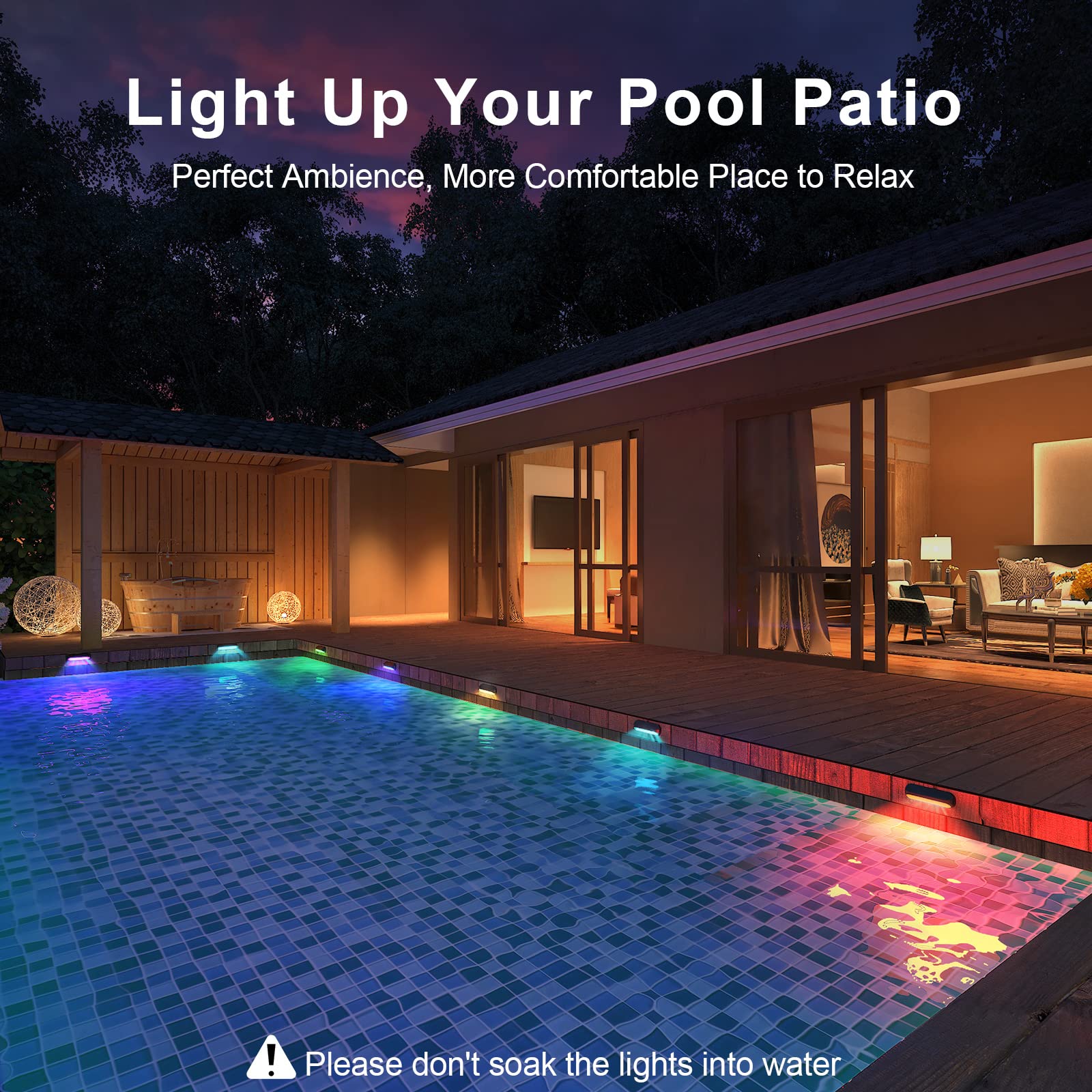 WdtPro Solar Fence Lights Outdoor Waterproof - 4 Pack Bright Solar Deck Lights with Warm White & RGB Modes, LED Solar Step Lights for Stairs, Steps, Deck, Fence, Pool, Patio - Perfect for Garden, Pathway, and Landscape Lighting