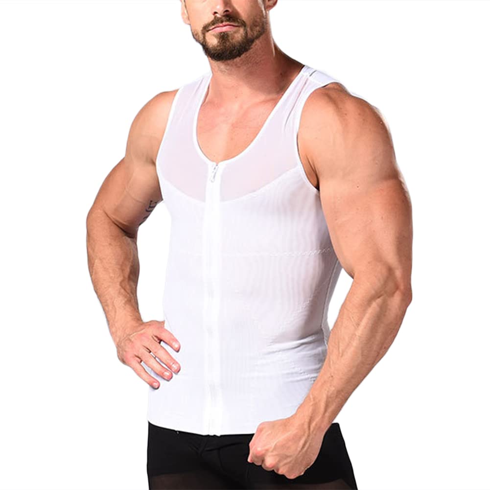 Men's Body Slimming Sleeveless Corset Vest - Breathable Mesh Shapewear with Zipper for Tummy Control & Waist Training | Perfect for Workouts, Weight Loss & Everyday Wear