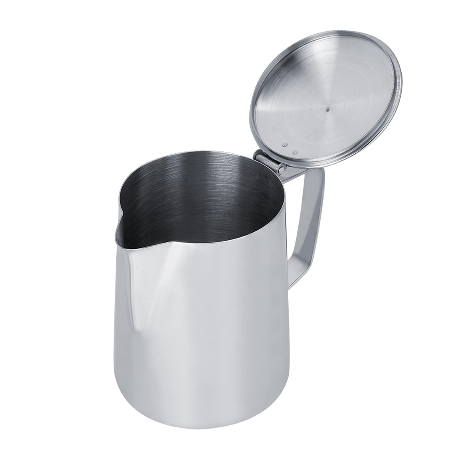 Stainless Steel Milk Frothing Pitcher 12oz 20oz 34oz 68oz (350ml 600ml 1000ml 2000ml) - Barista Coffee Frother Cup with Lid for Latte Art, Cappuccino, Hot Chocolate - Perfect for Home & Professional Coffee Shops