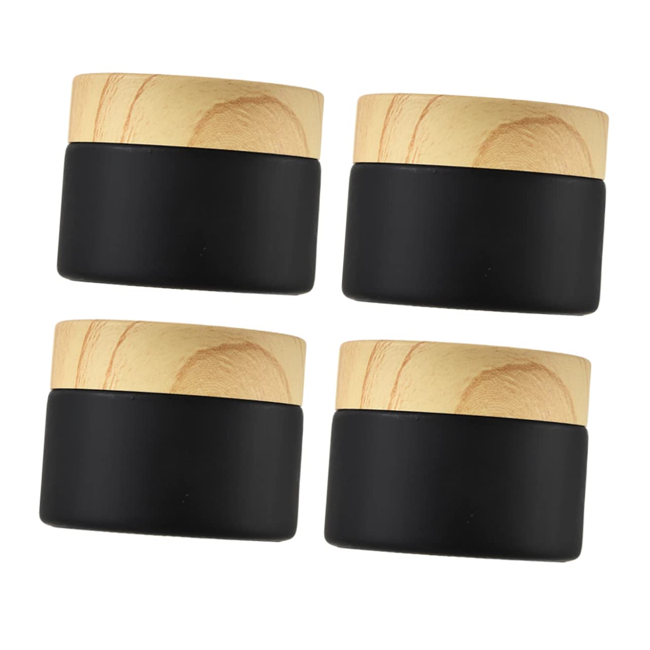 FOMIYES 4-Piece Refillable Glass Cosmetic Containers with Lids - Travel-Sized Lip Balm, Face Cream & Beauty Product Storage (Black) - Perfect for Makeup Organizers, Skincare Jars & Portable Toiletry Kits