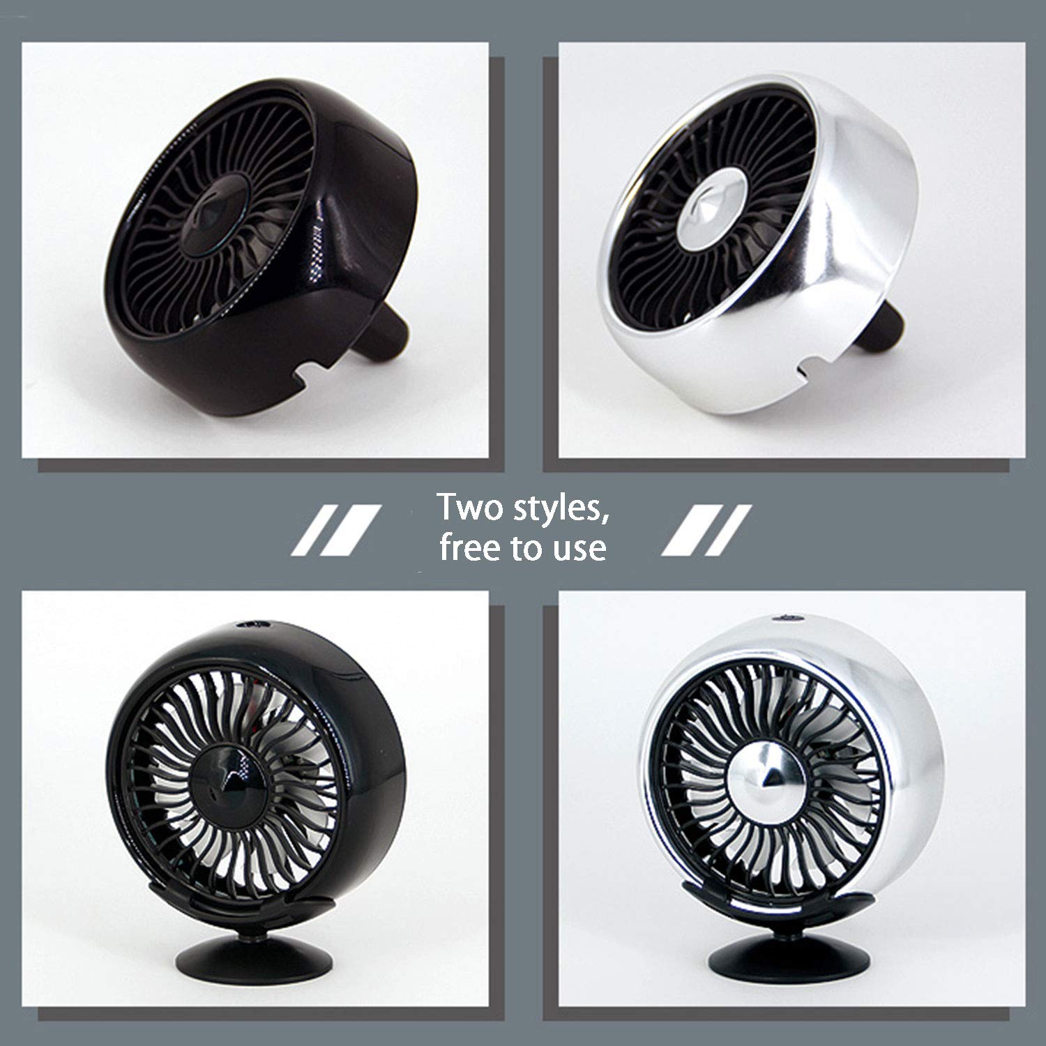 Kwak's Mini Car Vent Fan with LED Light - ABS Portable Cooling Fan for Car, Home & Office - Black - Perfect for Travel, Work & Indoor Cooling