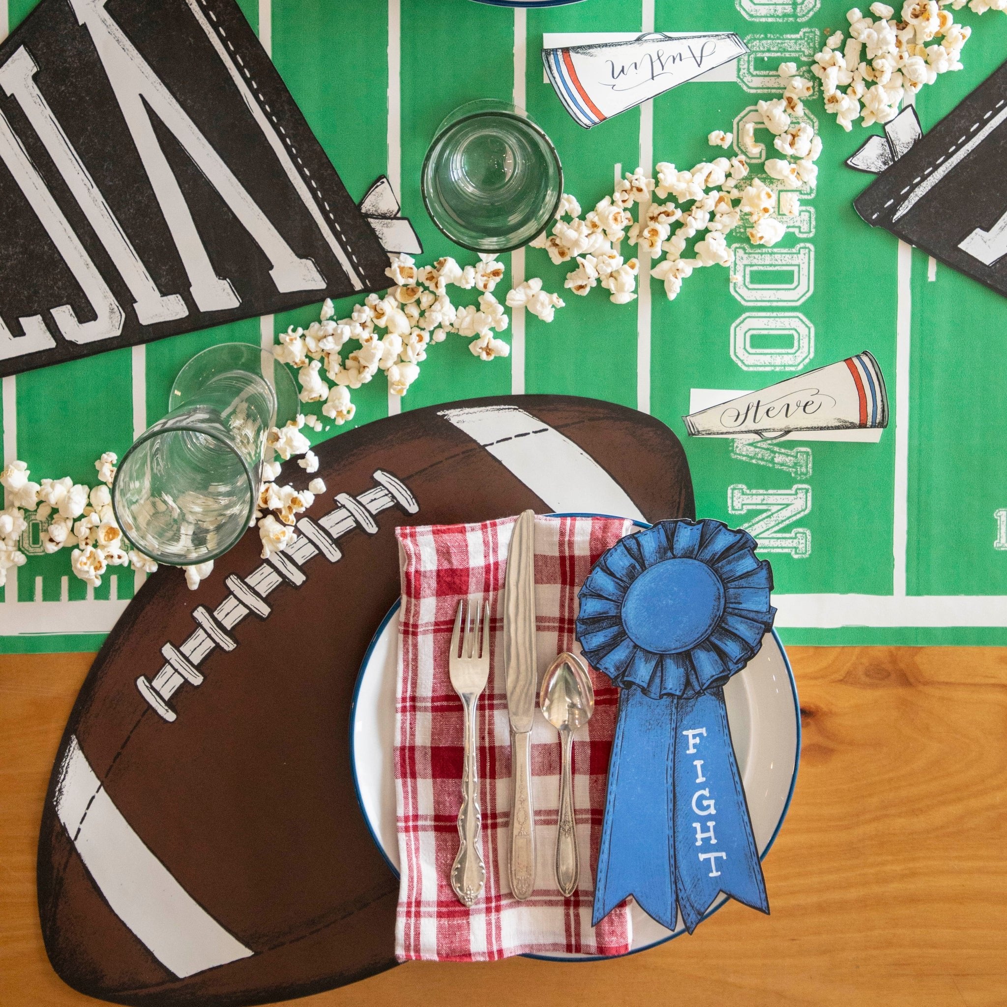 Custom Die-Cut Football Placemats for Game Day - Non-Slip Table Protectors for Sports Parties & Home Decor