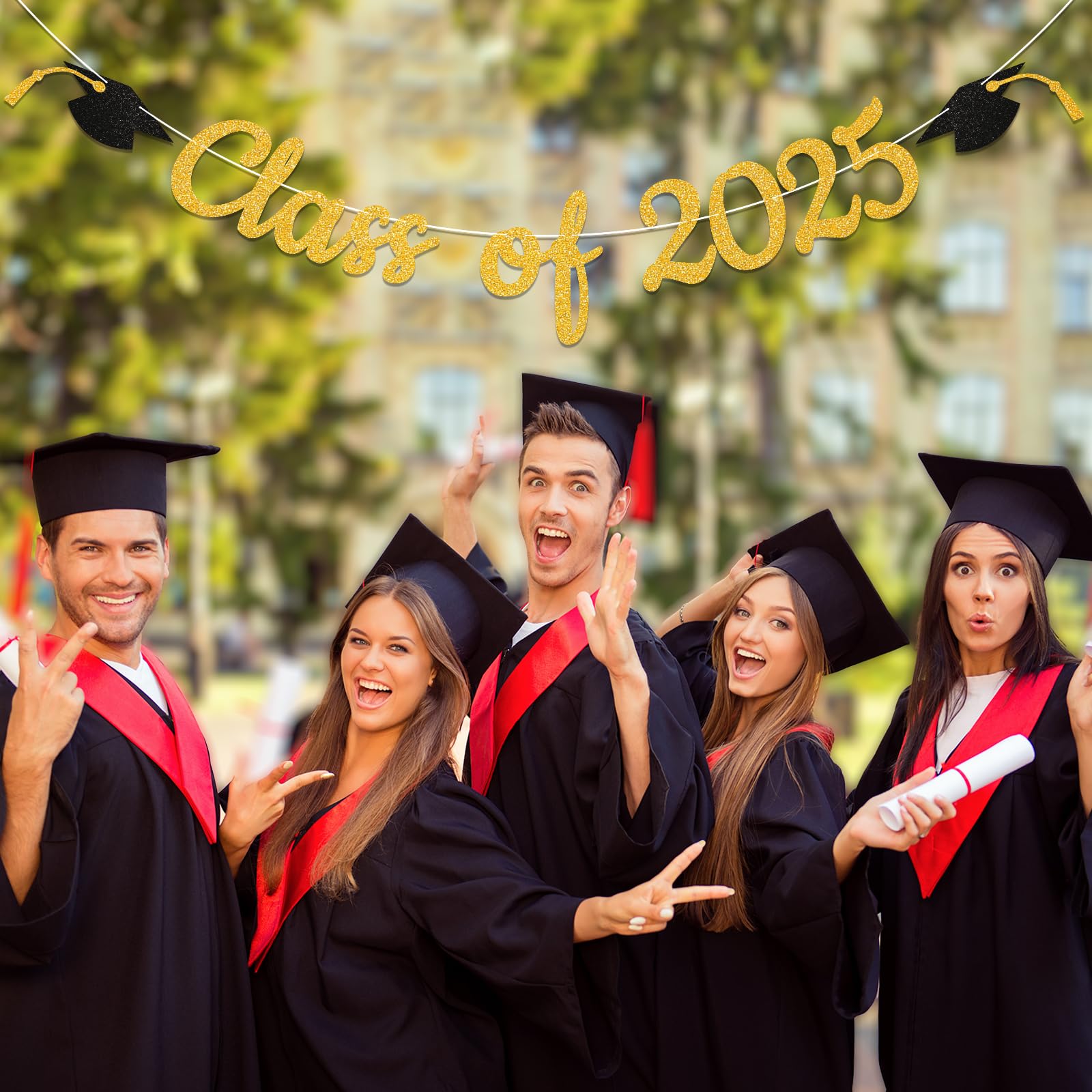 2025 Graduation Banner - Gold Class of 2025 Decorations, Senior High School Graduation Party Supplies, Congrats Grad Sign for Wall Decor | Perfect for Graduation Parties, School Events & Proud Family Celebrations