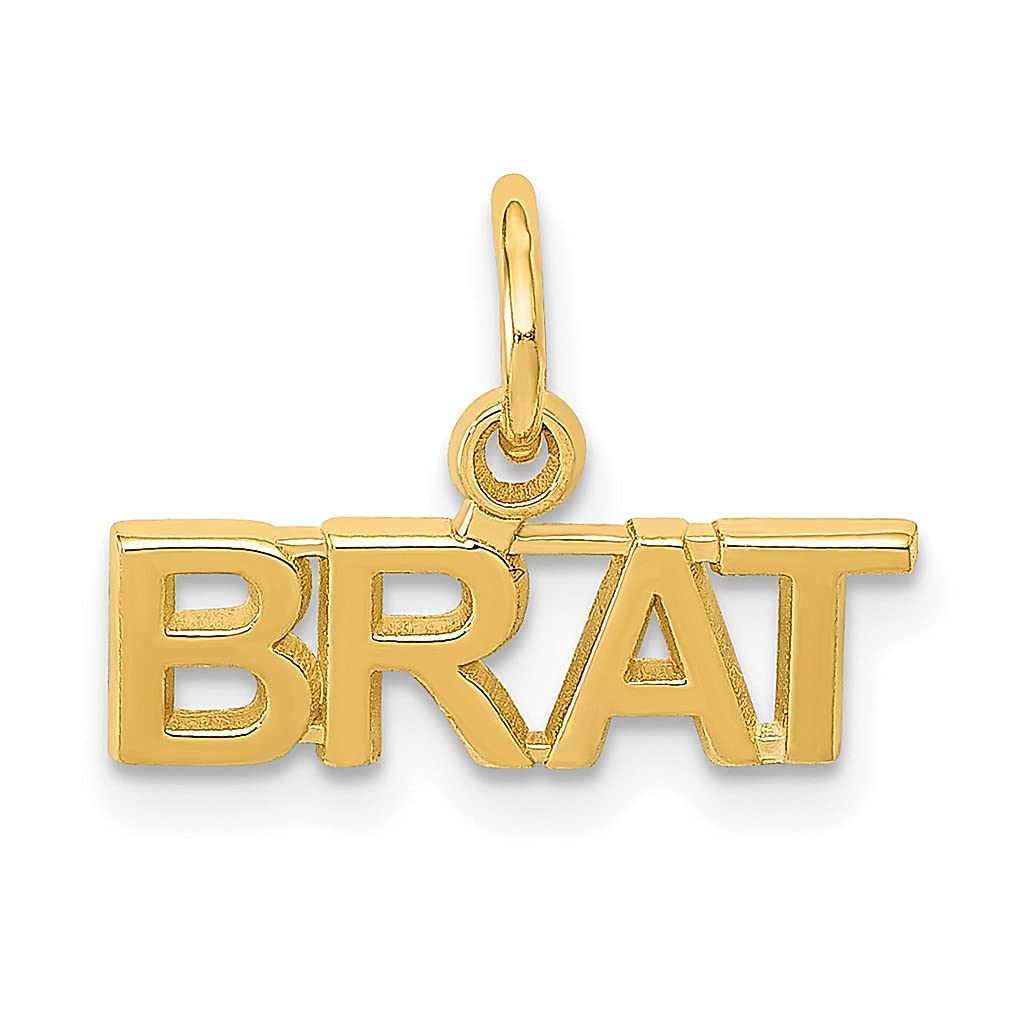 14K Yellow Gold Brat Charm Necklace Pendant - Dainty Baby Talking Fine Jewelry for Women - Elegant Gift for Her - Perfect for Birthdays, Anniversaries & Special Occasions
