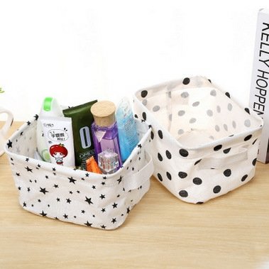 4 Pack Canvas Storage Baskets - Home Organization Bins for Makeup, Toys, Books | White & Black Set | Perfect for Nursery, Bathroom & Closet Storage