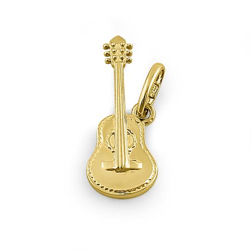 14K Solid Yellow Gold Guitar Pendant Necklace - Elegant Music Jewelry Gift for Musicians & Music Lovers - Perfect for Concerts, Gifts & Everyday Wear