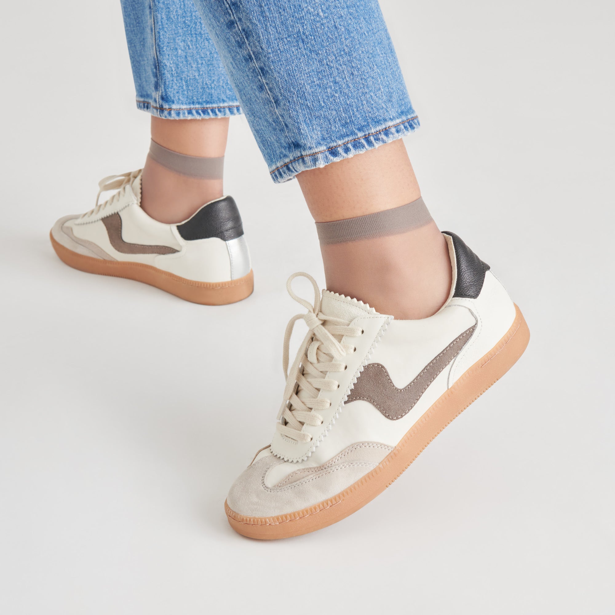 NOTICE Sneakers for Men & Women - White & Grey Leather Casual Shoes for Walking, Running & Everyday Wear
