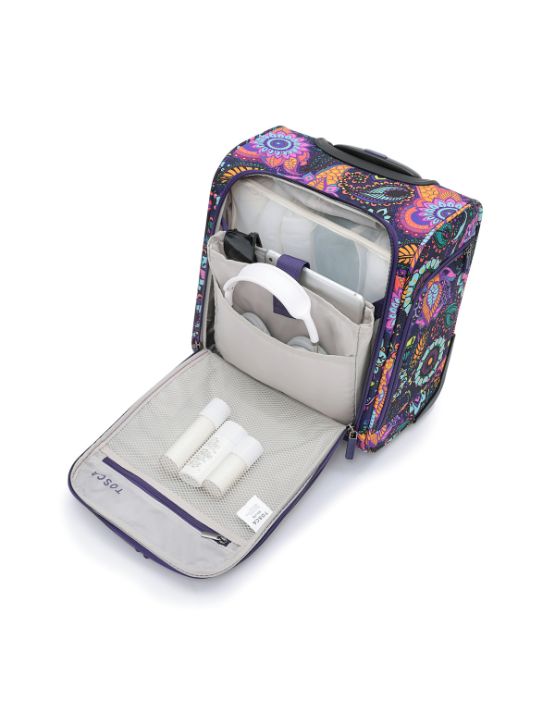 Tosca AIR5055 Underseat Trolley Case - Lightweight Carry-On Luggage with Paisley Design for Air Travel & Weekend Getaways