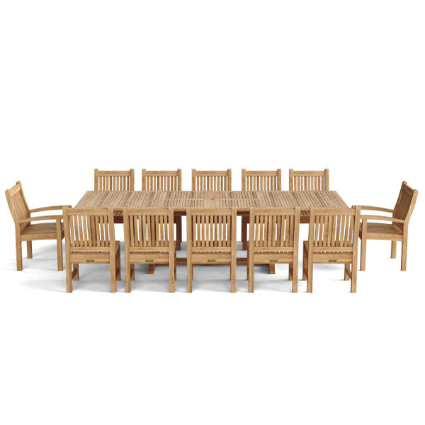 Valencia Sahara 13-Piece Rectangular Outdoor Dining Set - Patio Furniture for Backyard, Garden, Poolside & Alfresco Dining