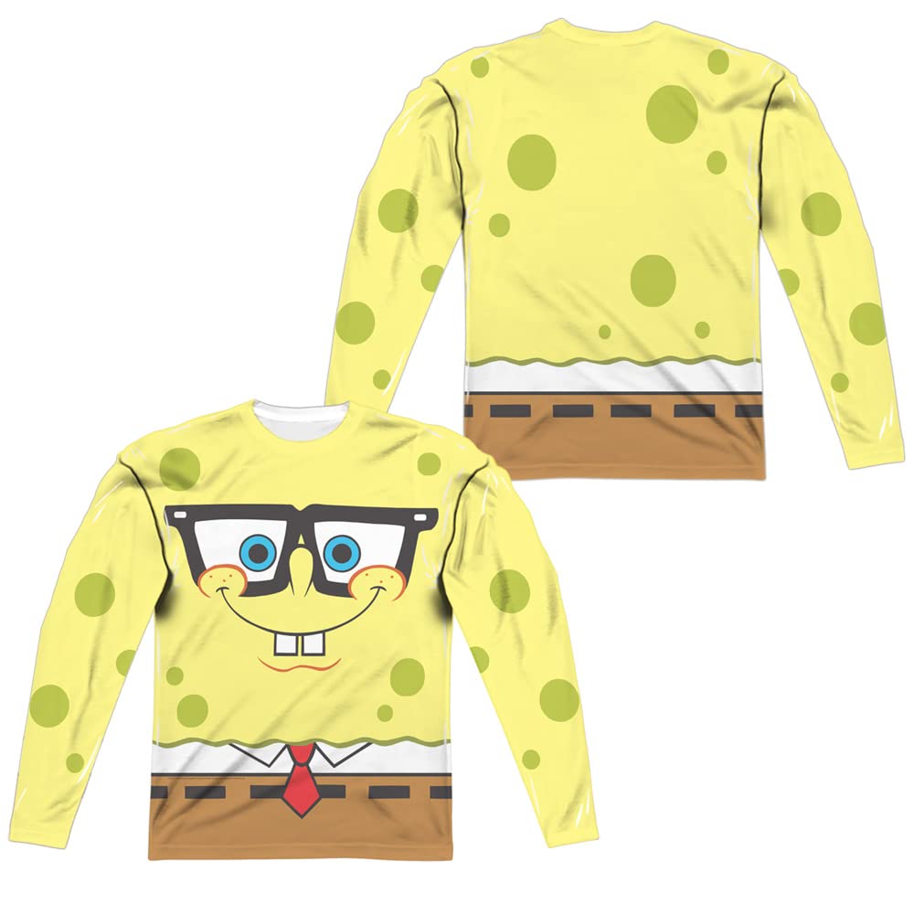 Popfunk Classic Spongebob Squarepants Unisex Adult Long Sleeve T-Shirt - Halloween Costume & Casual Wear (Front/Back Print)