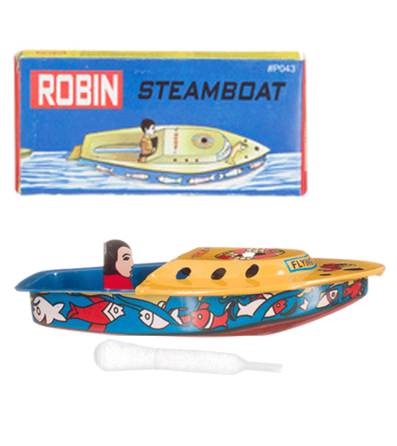 Robin Steamboat Pop Boat - Classic Wooden Toy Boat for Kids & Collectors | Bath Time, Pool & Outdoor Water Play Fun