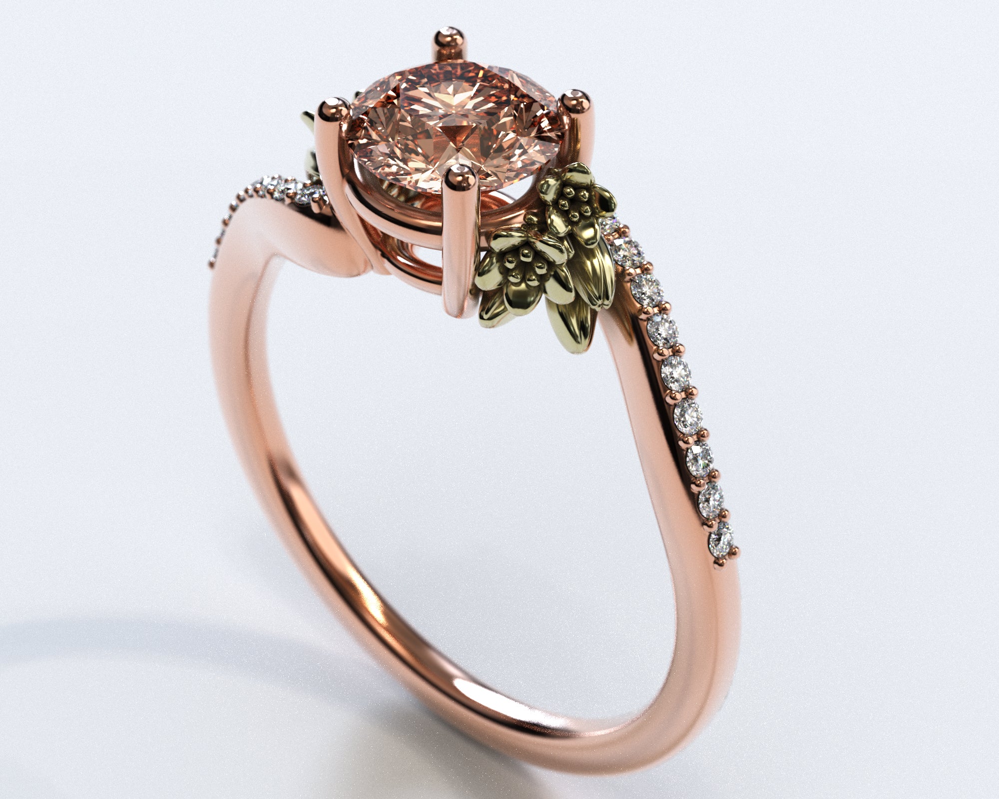 Elegant Flower Shaped Two-Tone Gold Morganite Engagement Ring for Women | Vintage Inspired Bridal Jewelry | Perfect for Proposals, Weddings & Anniversary Gifts