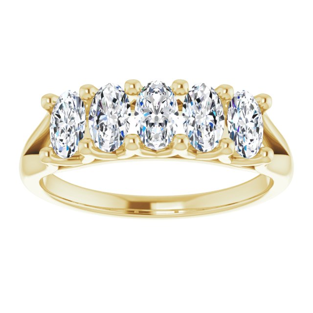 1.05 Carat Oval Cut Diamond Wedding Band - 5 Stone Anniversary Ring for Women - Elegant Bridal Jewelry & Gift for Wife, Engagement, Proposal, or Special Occasions
