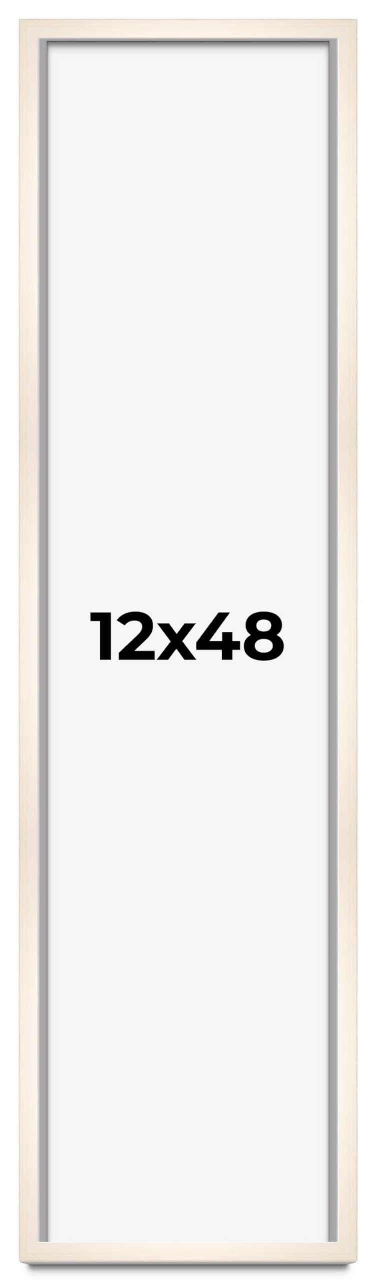 CountryArtHouse 12x48 Whitewashed Solid Wood Picture Frame - 0.8125 Inch Moulding Width with UV Acrylic Plexiglass & Acid-Free Backing - Perfect for Gallery Walls, Home Decor & Office Art Displays