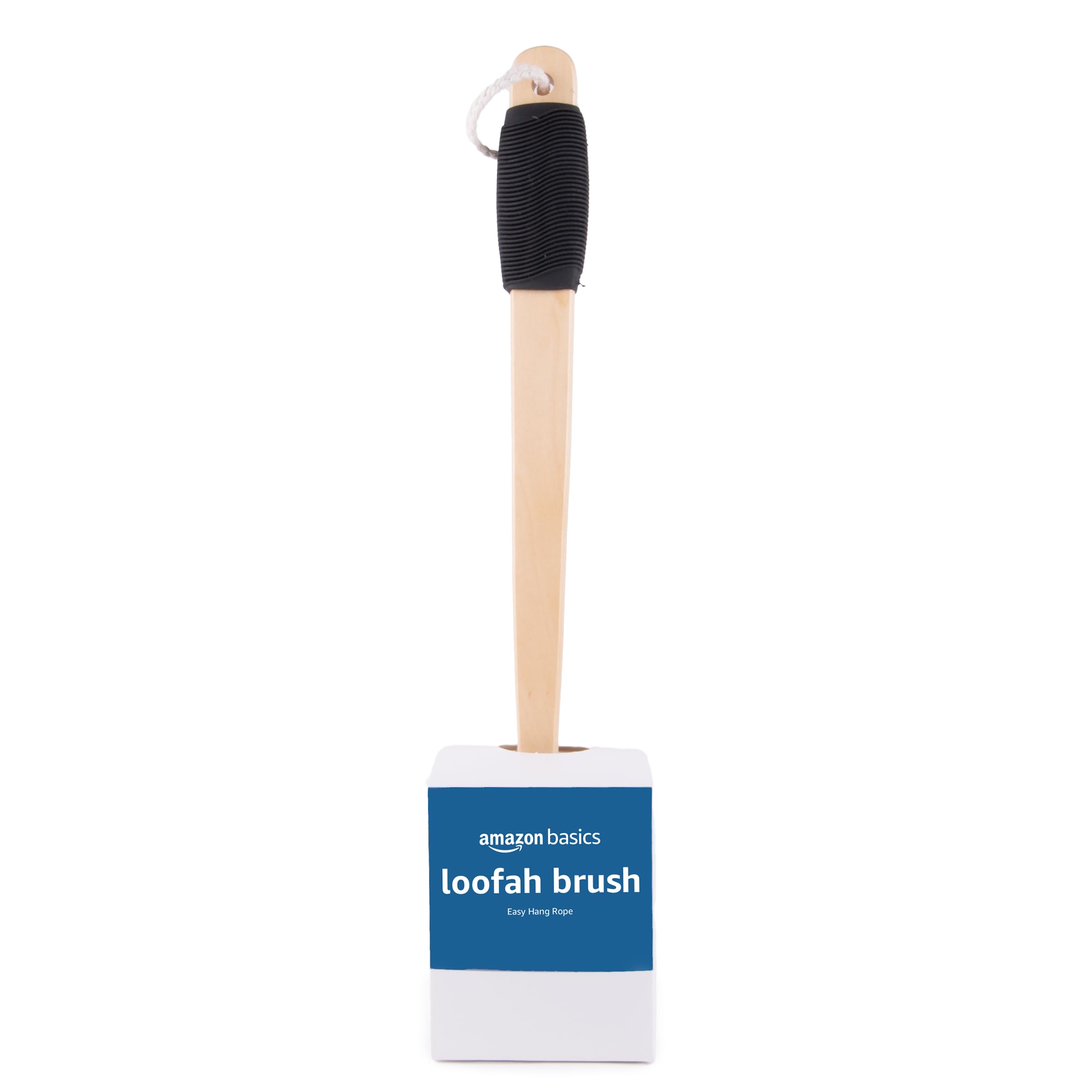 Amazon Basics Loofah Bath Brush with Long Handle - Exfoliating Body Scrubber for Smooth Skin - Perfect for Shower, Spa & Self-Care Routine