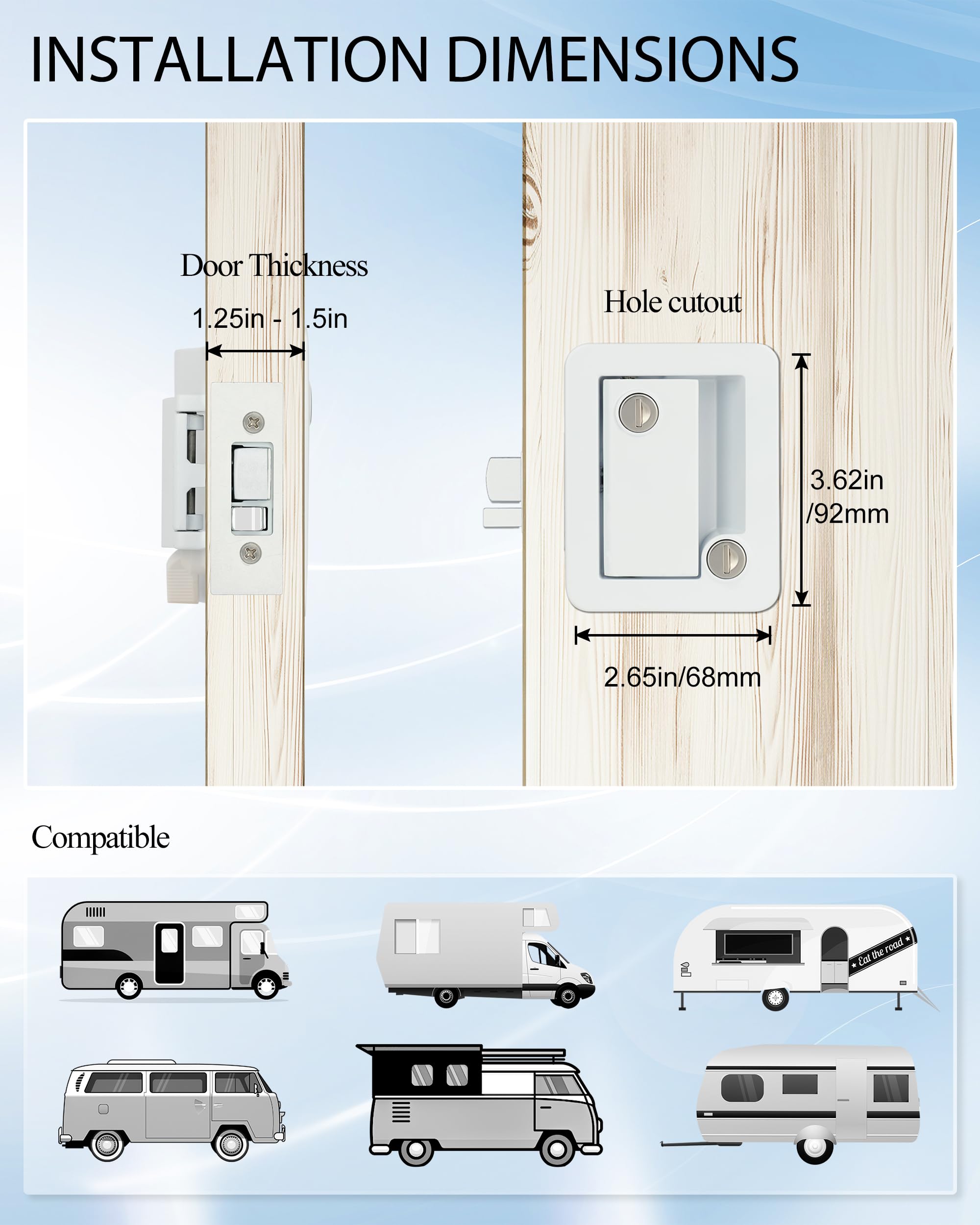 X-Haibei RV Door Lock Replacement - Metal Camper Lock for Travel Trailers (2.75