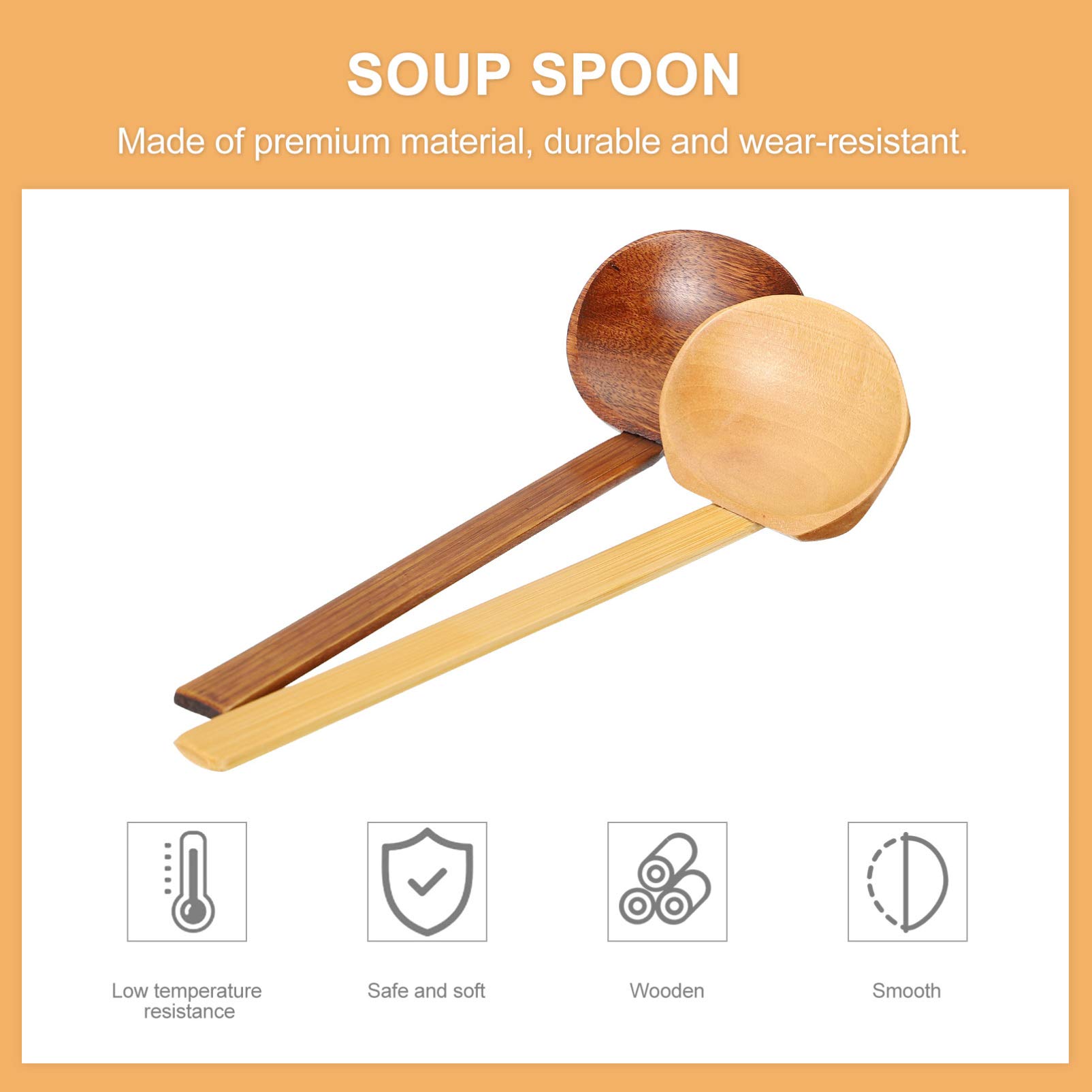 2-Piece Cabilock Bamboo Hot Pot Spoon Set - Soup Ladle, Strainer & Serving Spoon for Cooking, Noodles & Kitchen Use - Vintage Wooden Hand-Pulled Noodle Tableware - Perfect for Asian Cuisine, Hot Pot Parties & Home Cooking