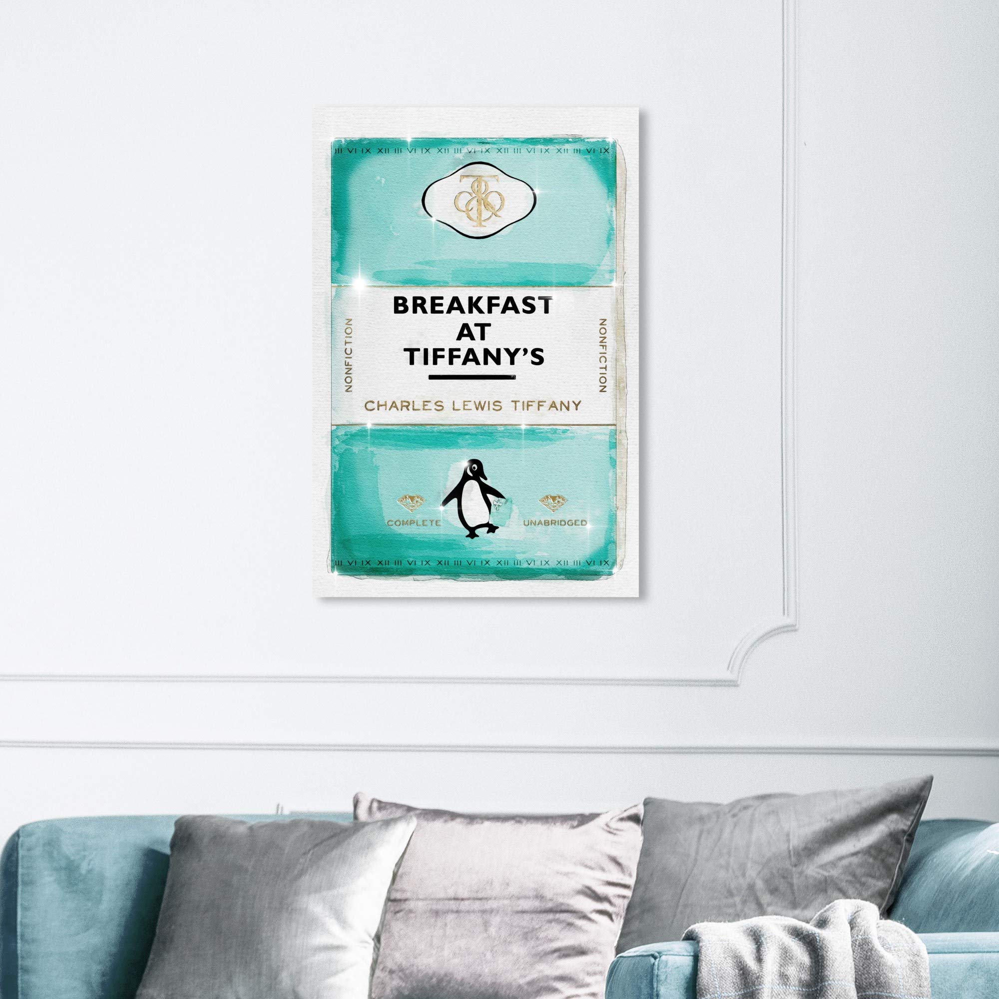 Oliver Gal Artist Co. Premium Wall Art Canvas Print - Modern 'Priceless Book' Home Decor 24x36 Inches in Blue & Gold | Perfect for Living Room, Bedroom & Office Decor